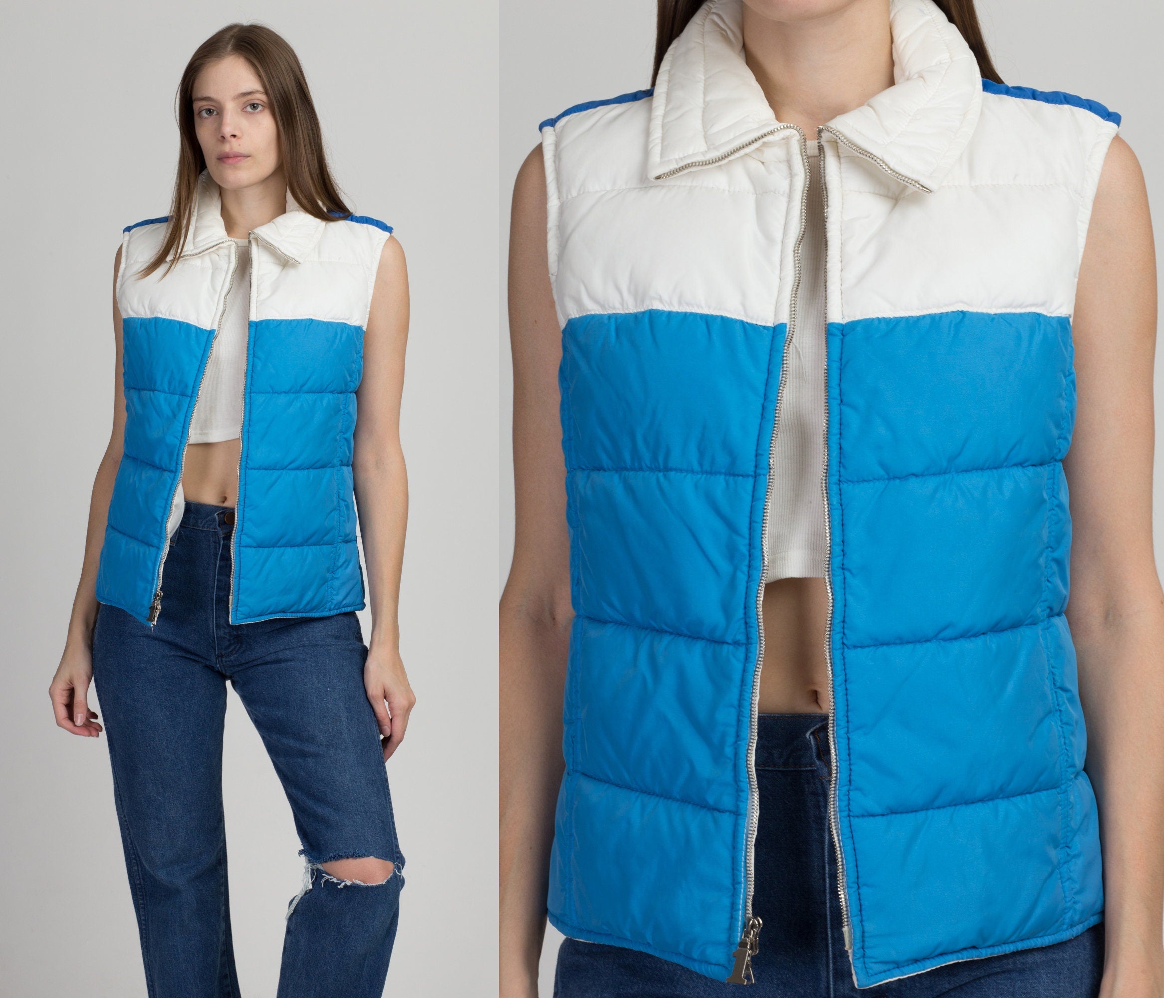 70s 80s Color Block Puffer Vest - Men's Small, Women's Medium – Flying  Apple Vintage