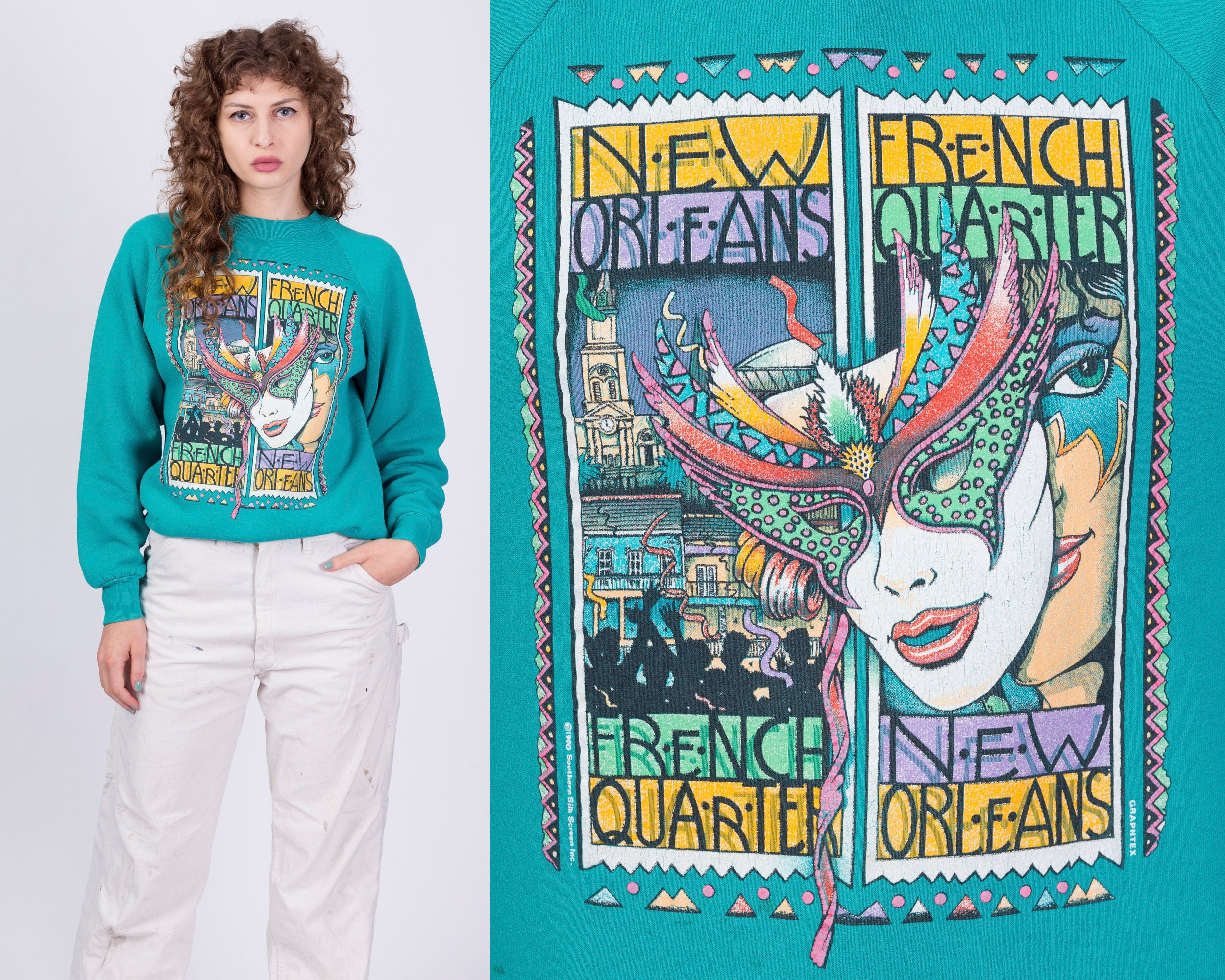 The French Quarter New Orleans Vintage Crewneck Sweatshirt. 