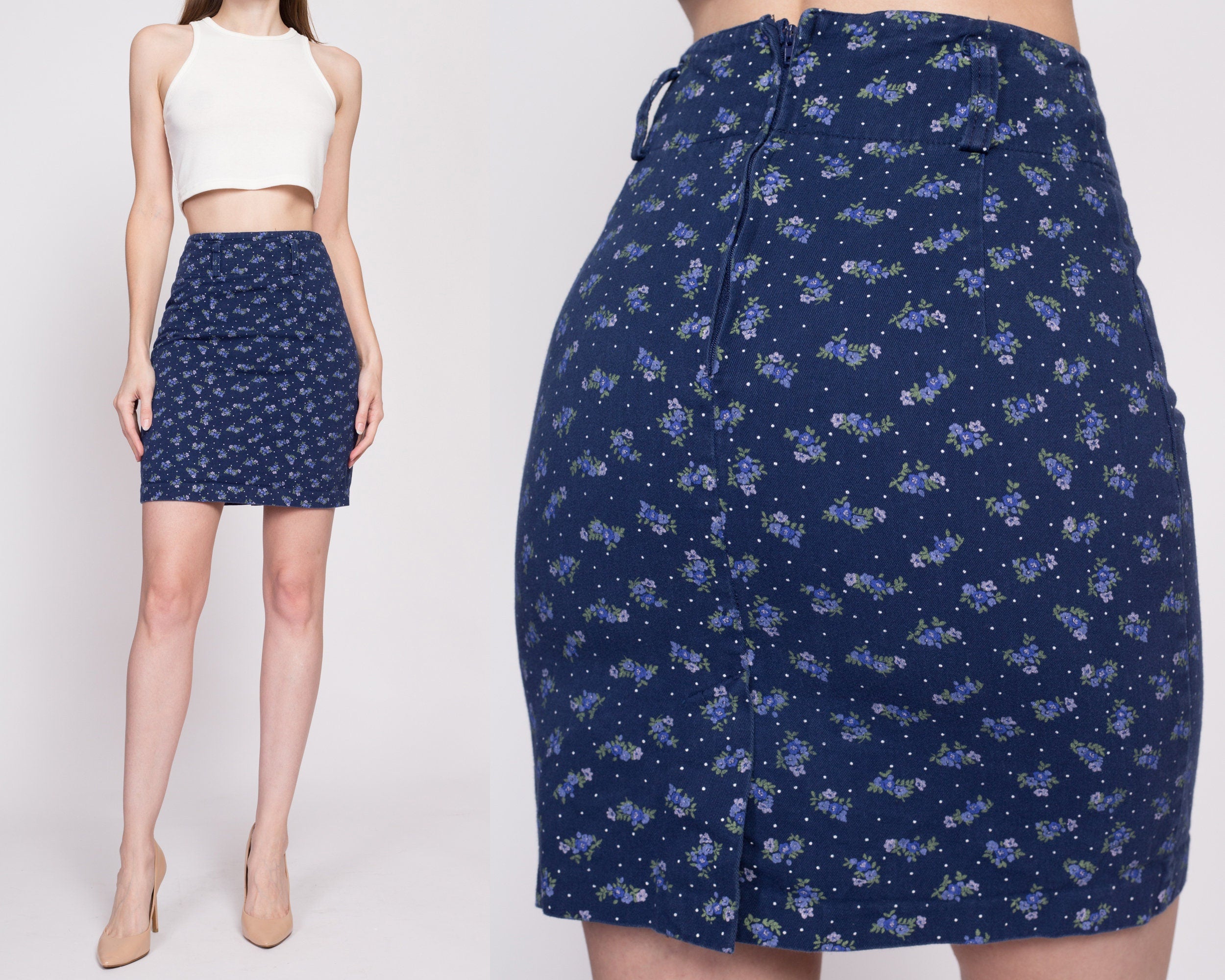 Navy pencil outlet skirt 90s