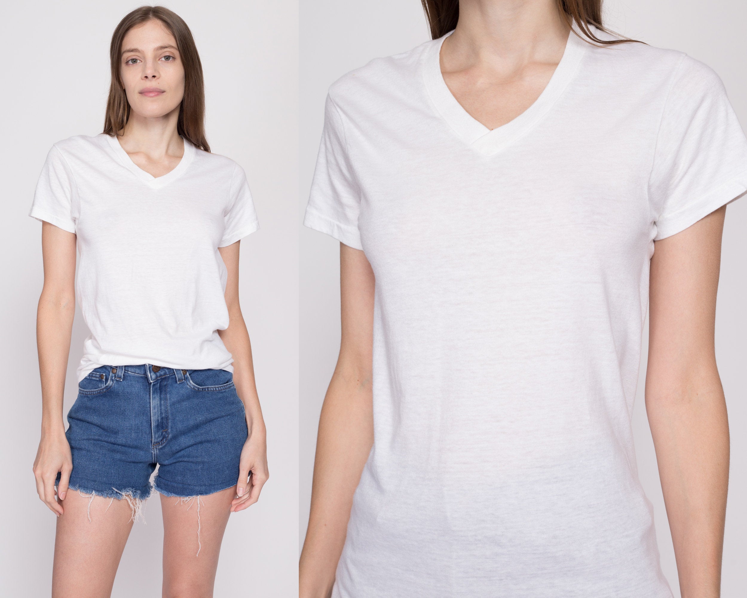 Small 80s Calvin Klein Blank White T Shirt Unisex