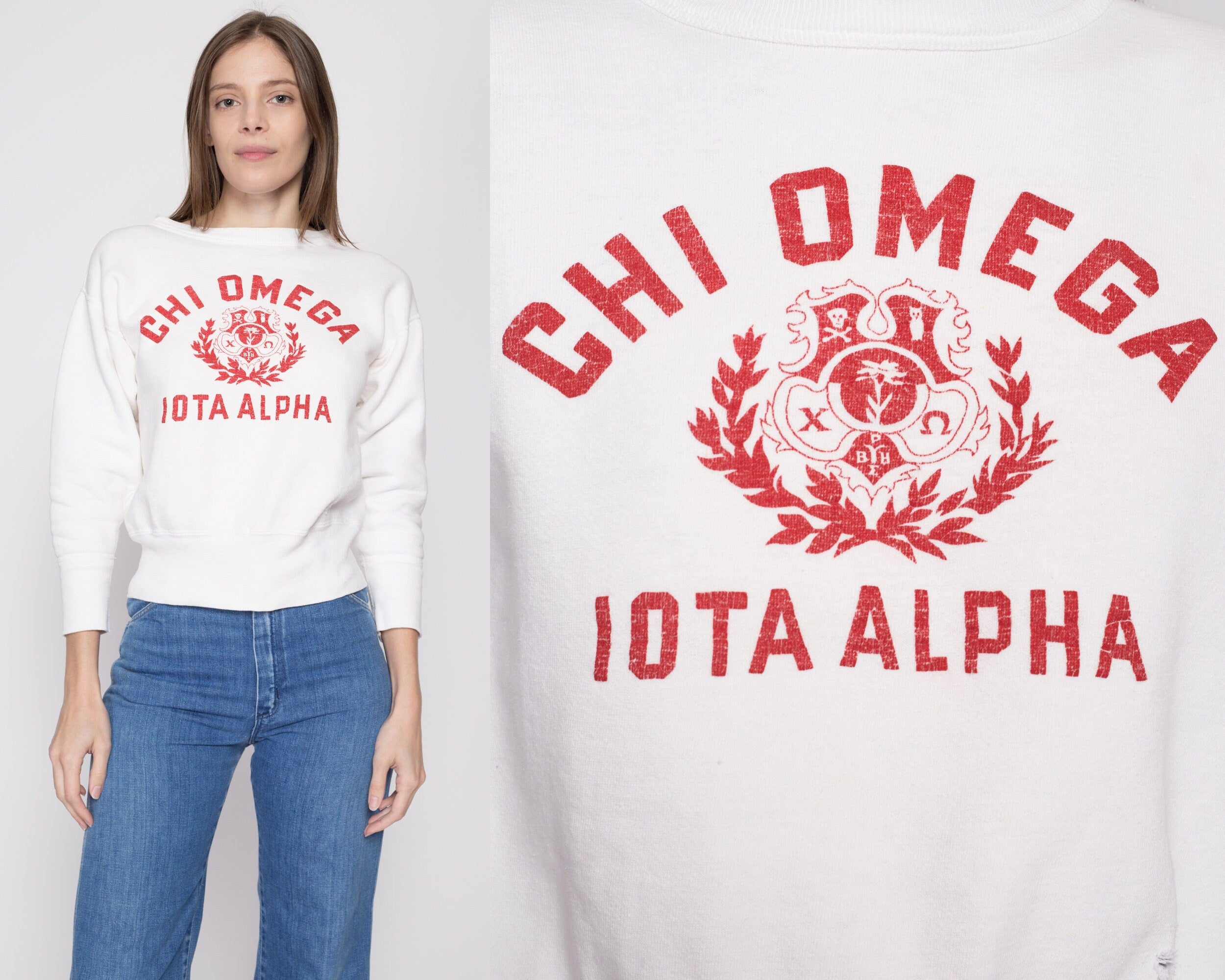 Small 1950s Chi Omega Sorority Champion Sweatshirt