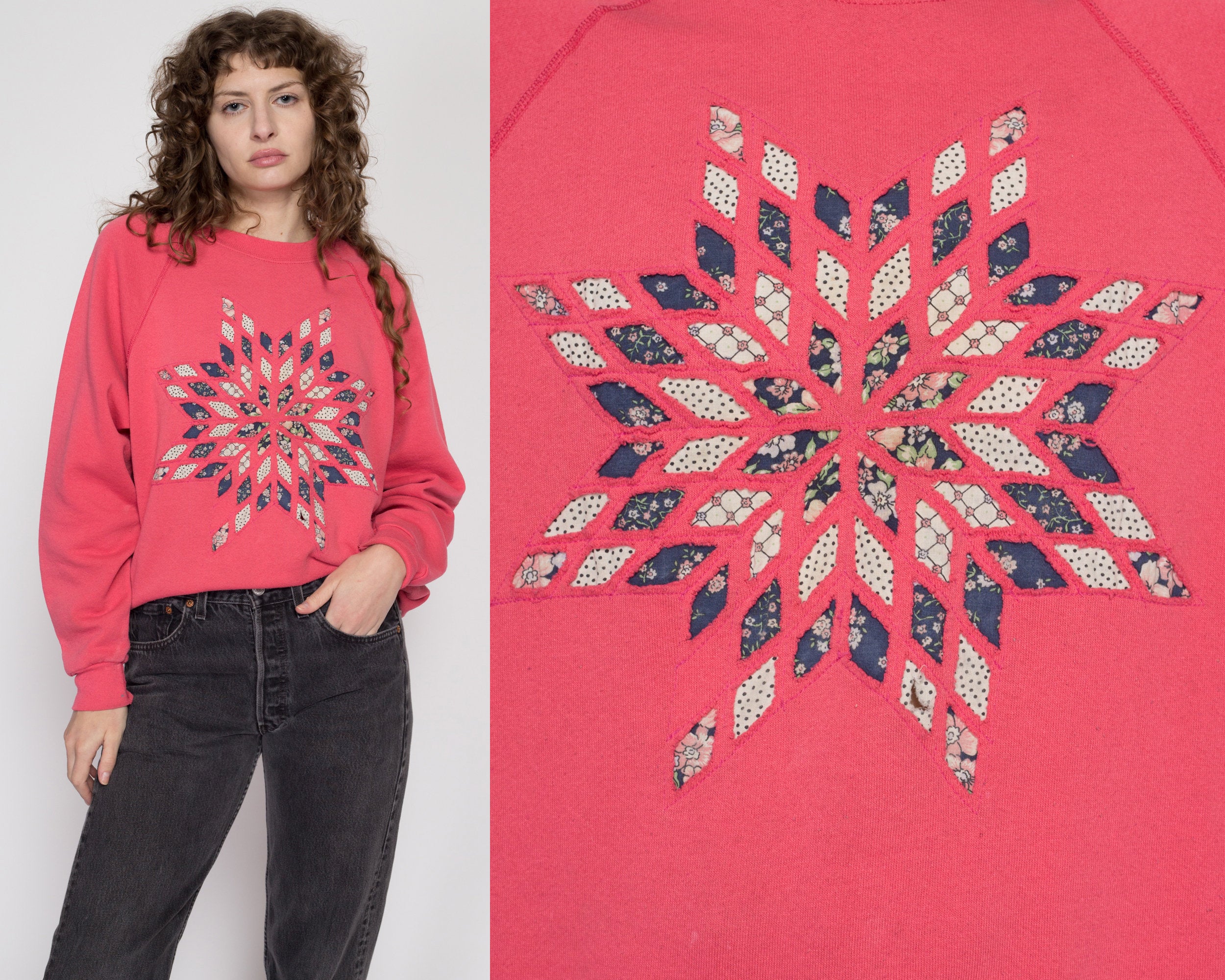 XL 90s Quilted Snowflake Graphic Sweatshirt – Flying Apple Vintage