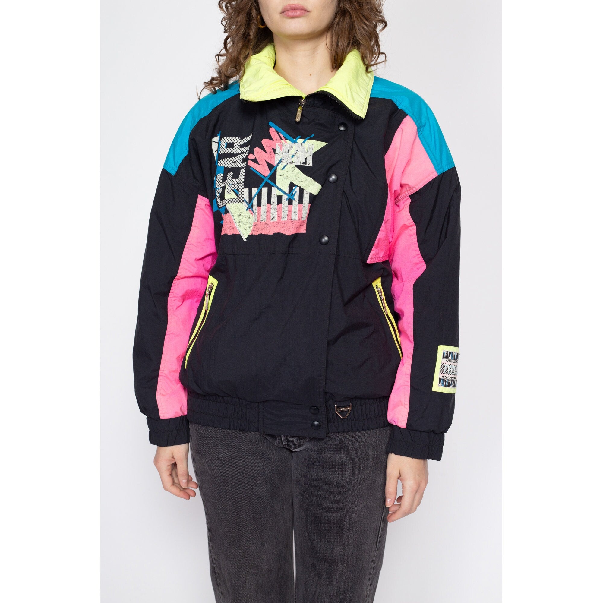 Neon-Ski-Jacket / Bright Color Block Pullover Anorak Coat / 80s / 90s –  Relocationvintage