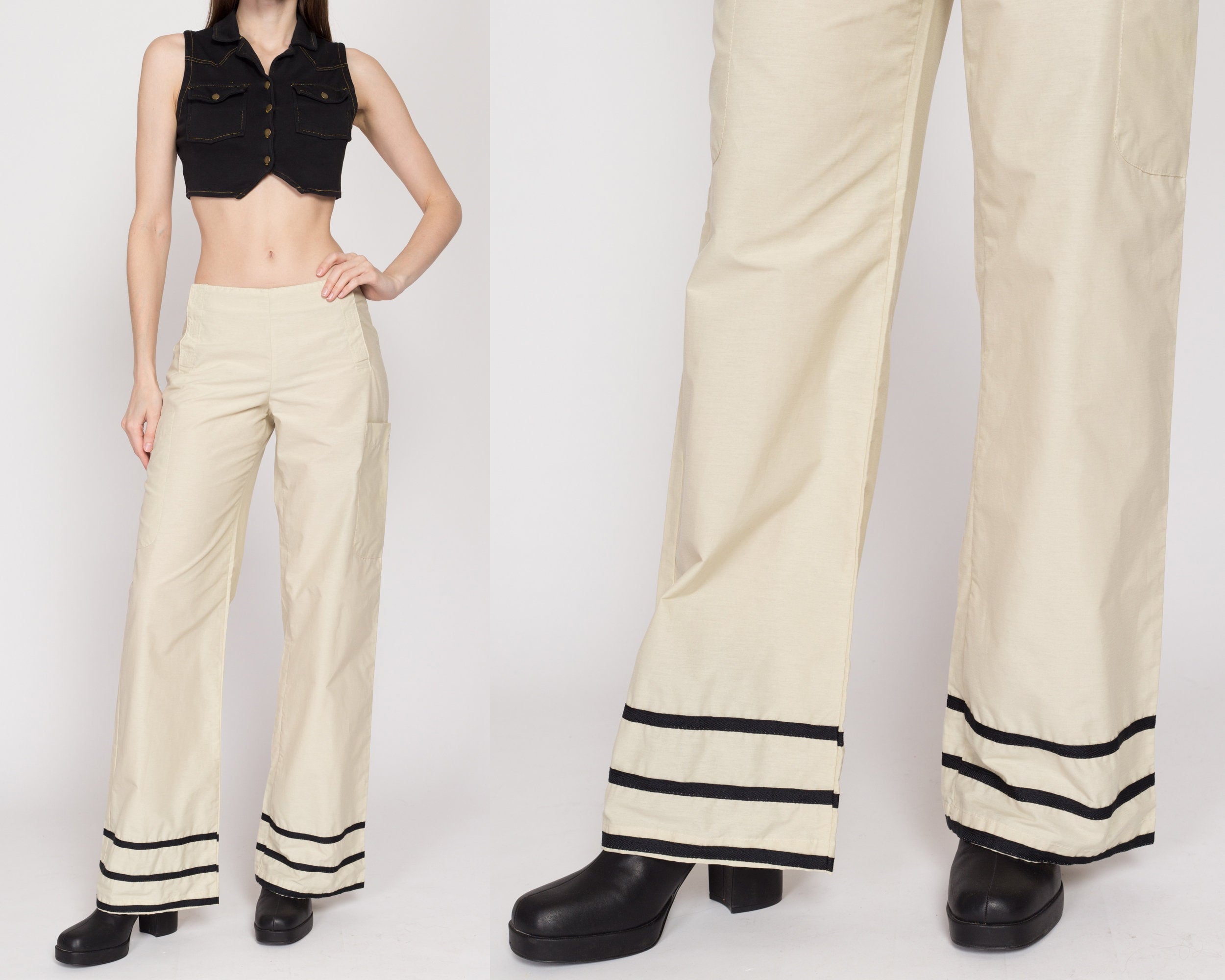 XS Y2K Mid Rise Striped Trim Cargo Pants