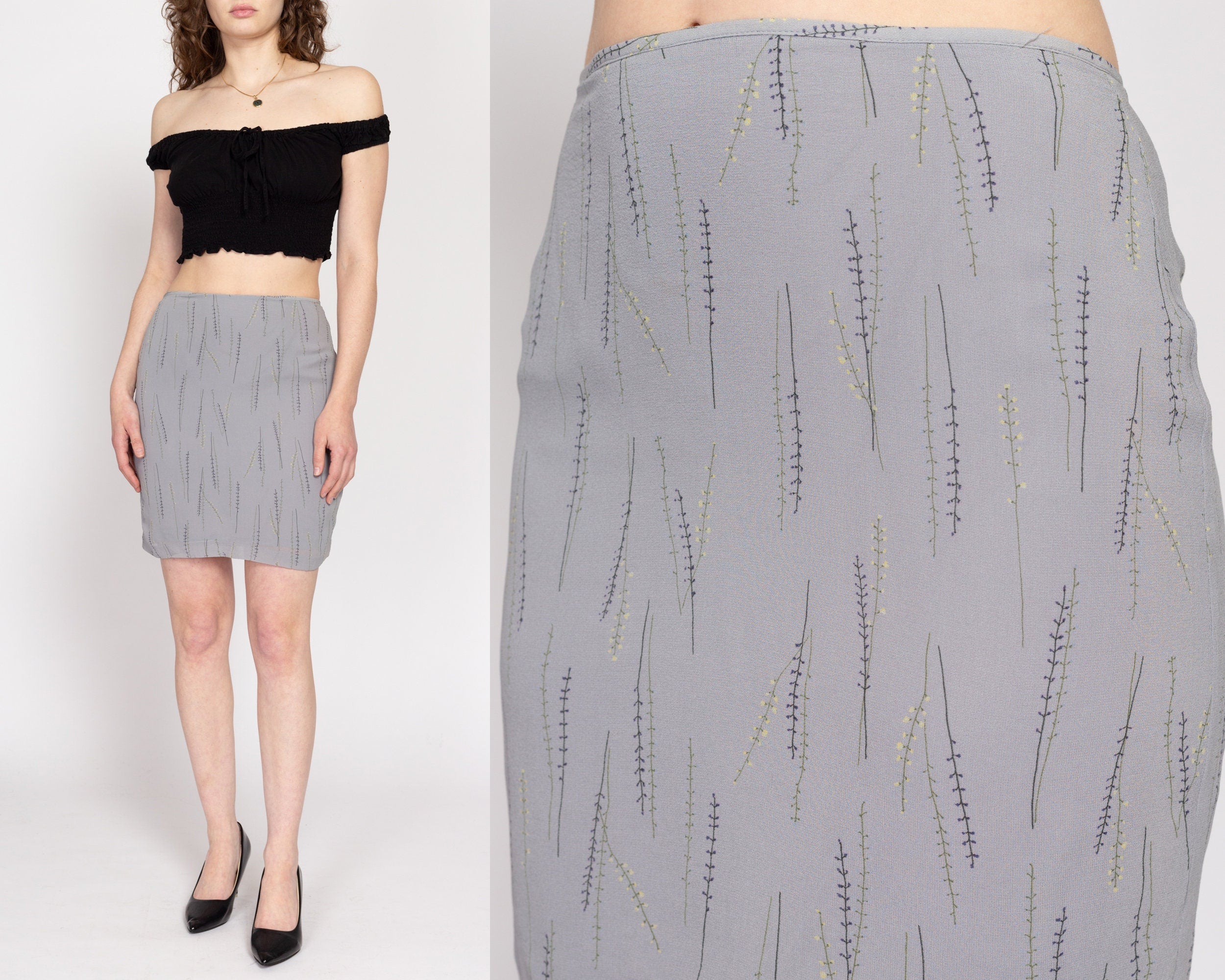 Grey pencil skirt 90s hotsell