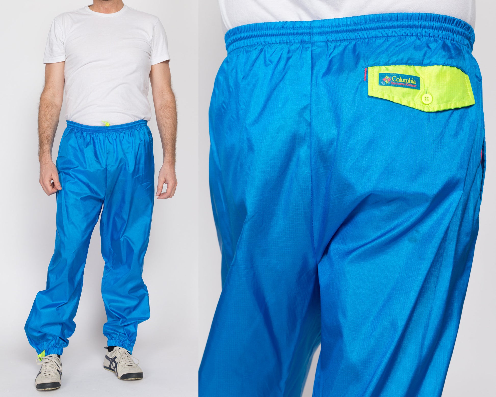 Vintage Nike Nylon Joggers Sweatpants Mens L Navy Blue Track Pants 90s