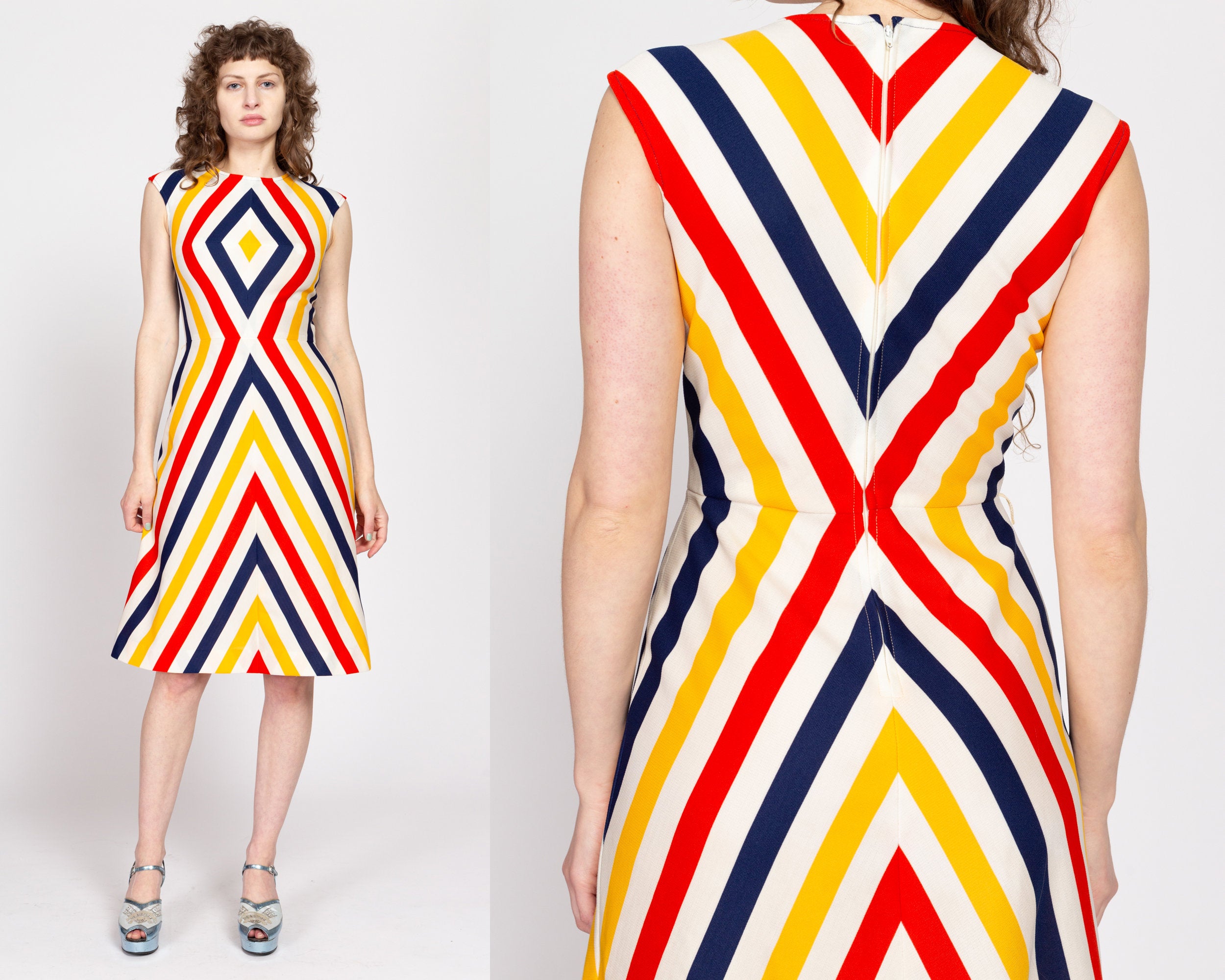 Colorful striped midi dress hotsell