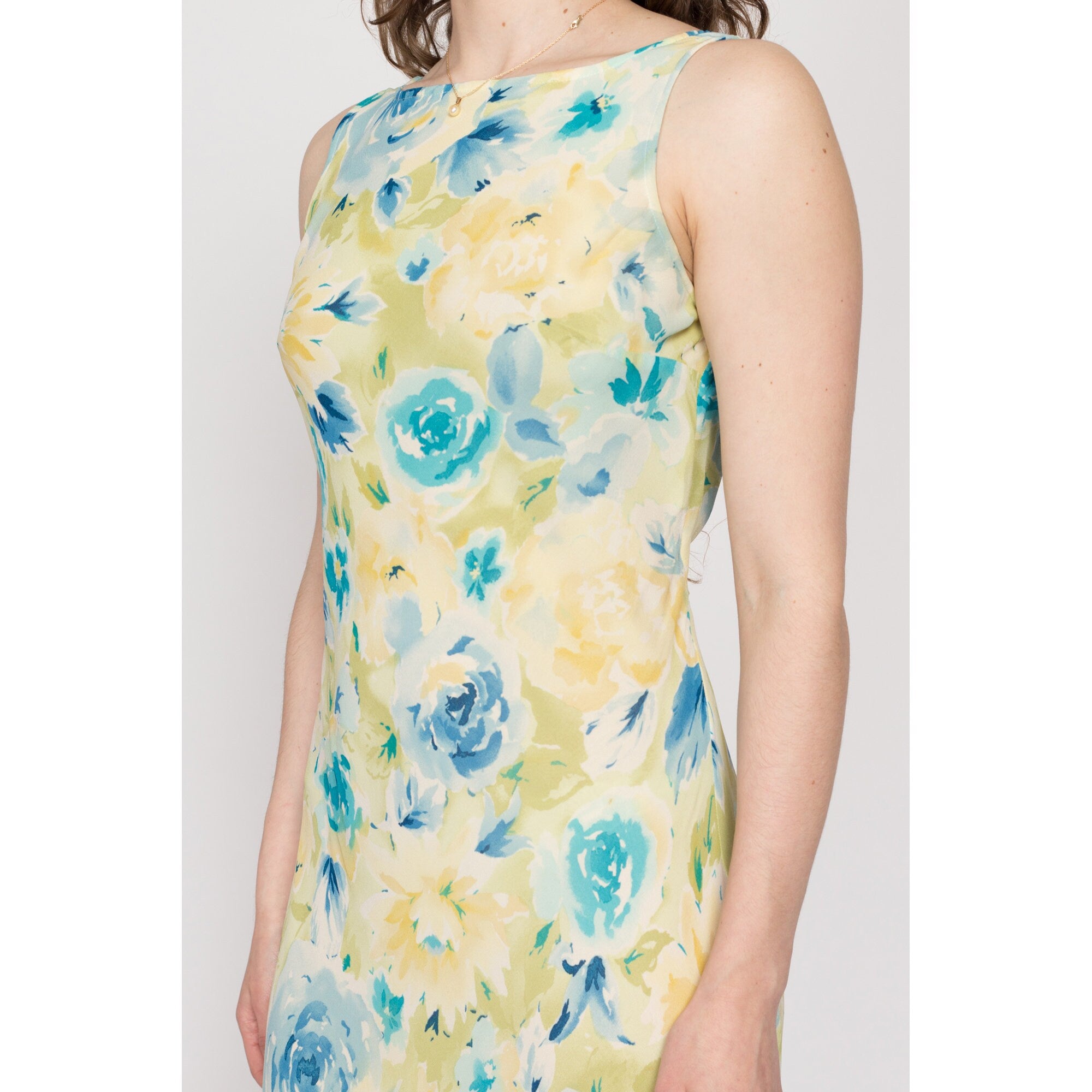 Blue yellow floral dress best sale