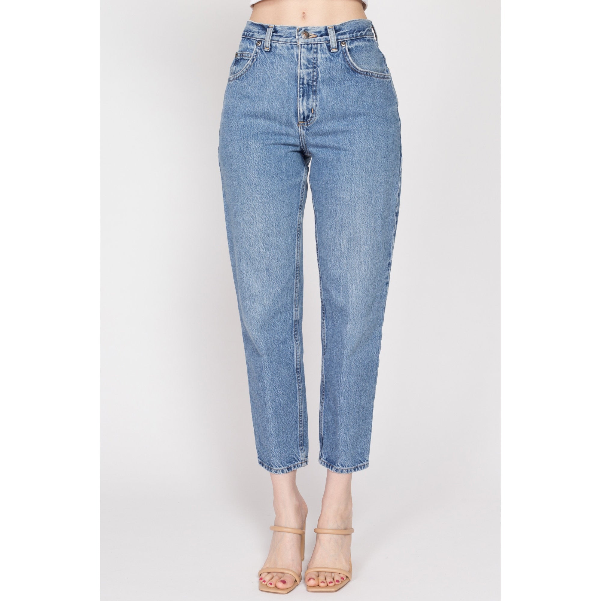 Vintage Jones New York Stone Wash Ribcage purchases High Rise Light Wash Tapered Mom Jeans