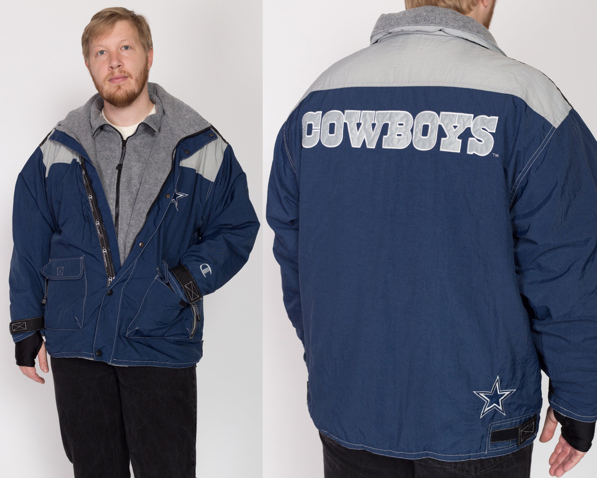 2X 90s Dallas Cowboys Champion Jacket Flying Apple Vintage