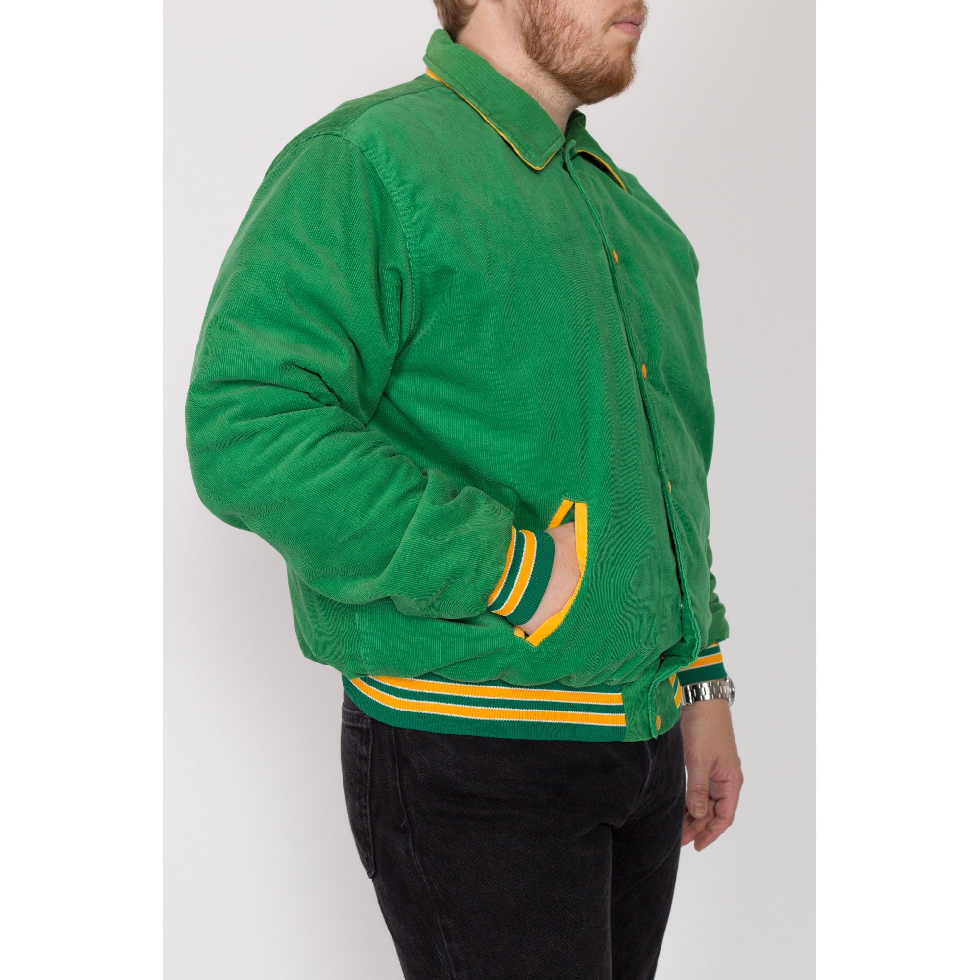 Green corduroy bomber jacket hotsell