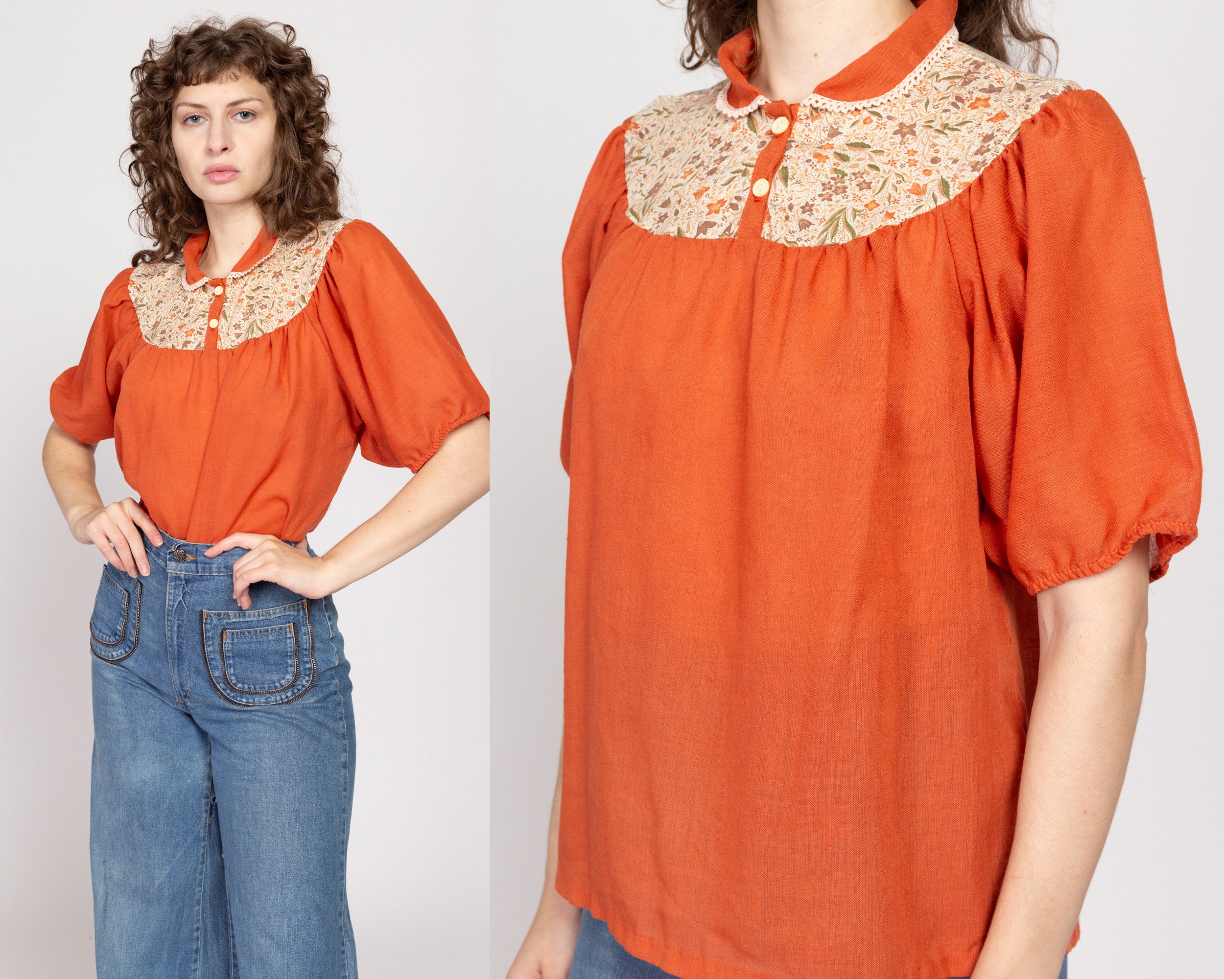 Puff sleeve peasant top on sale