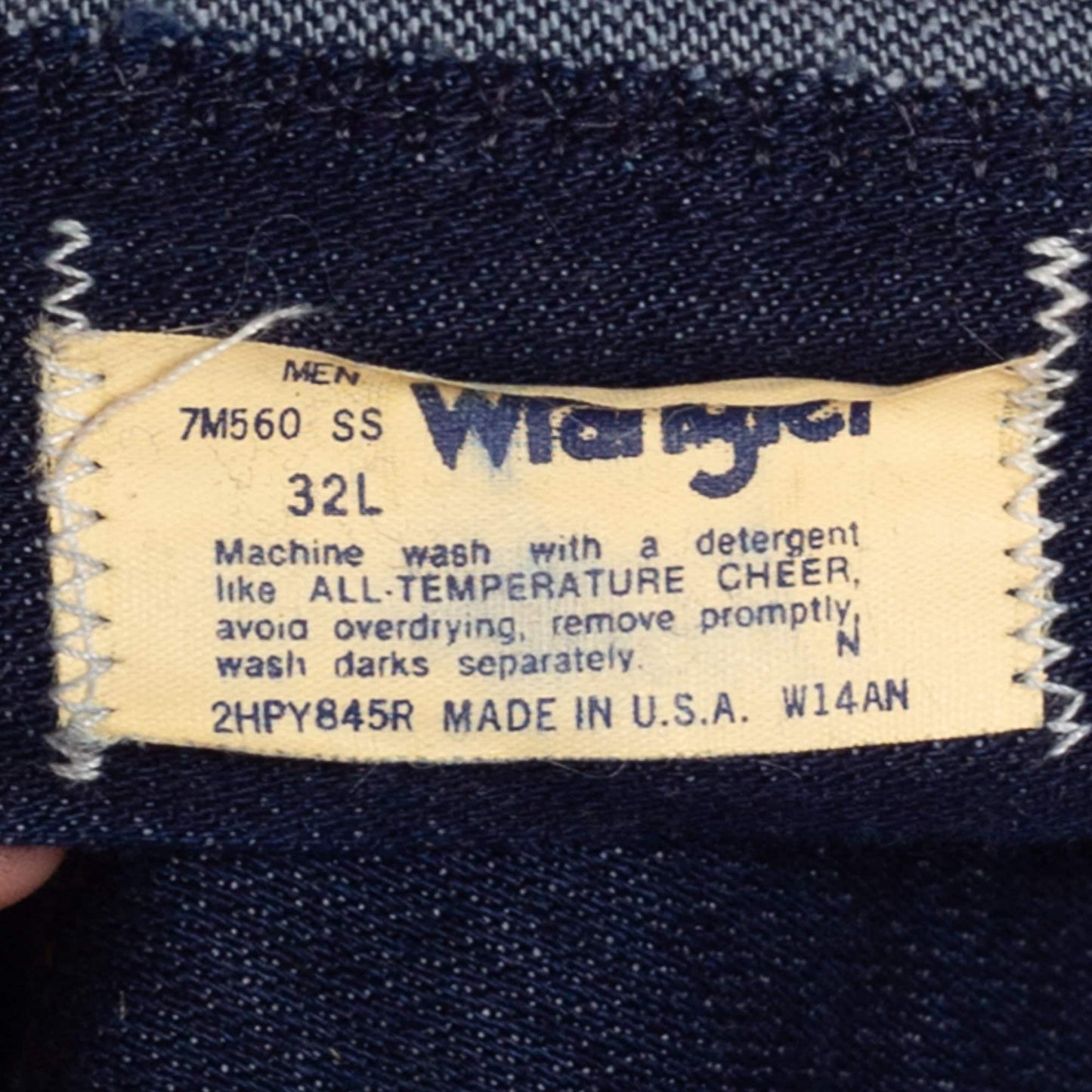 32L 70s Wrangler Dark Wash Jeans, Deadstock | Retro Vintage Western Bootcut Denim