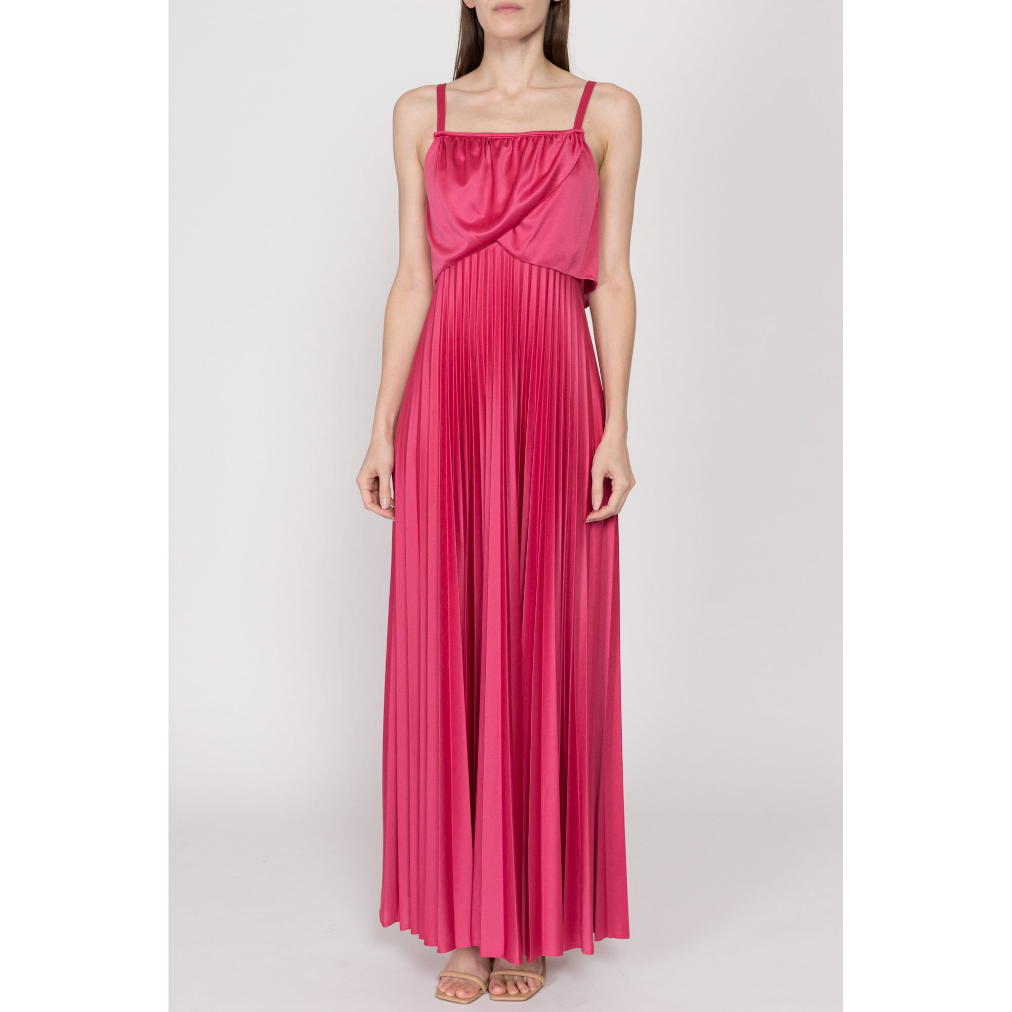 Vintage 70s pleated store maxi dress