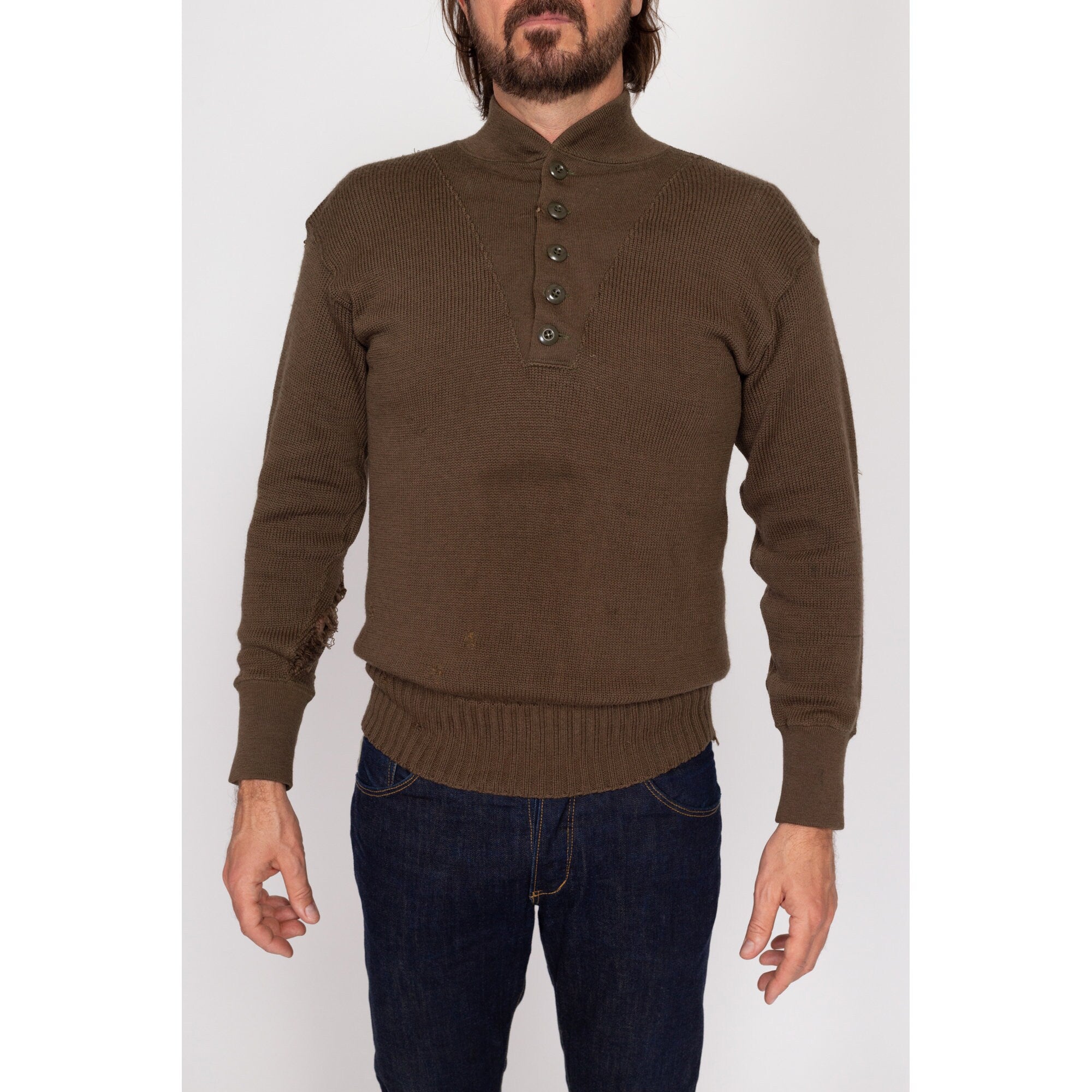 Popular Vintage Henley sweater Dad sweater