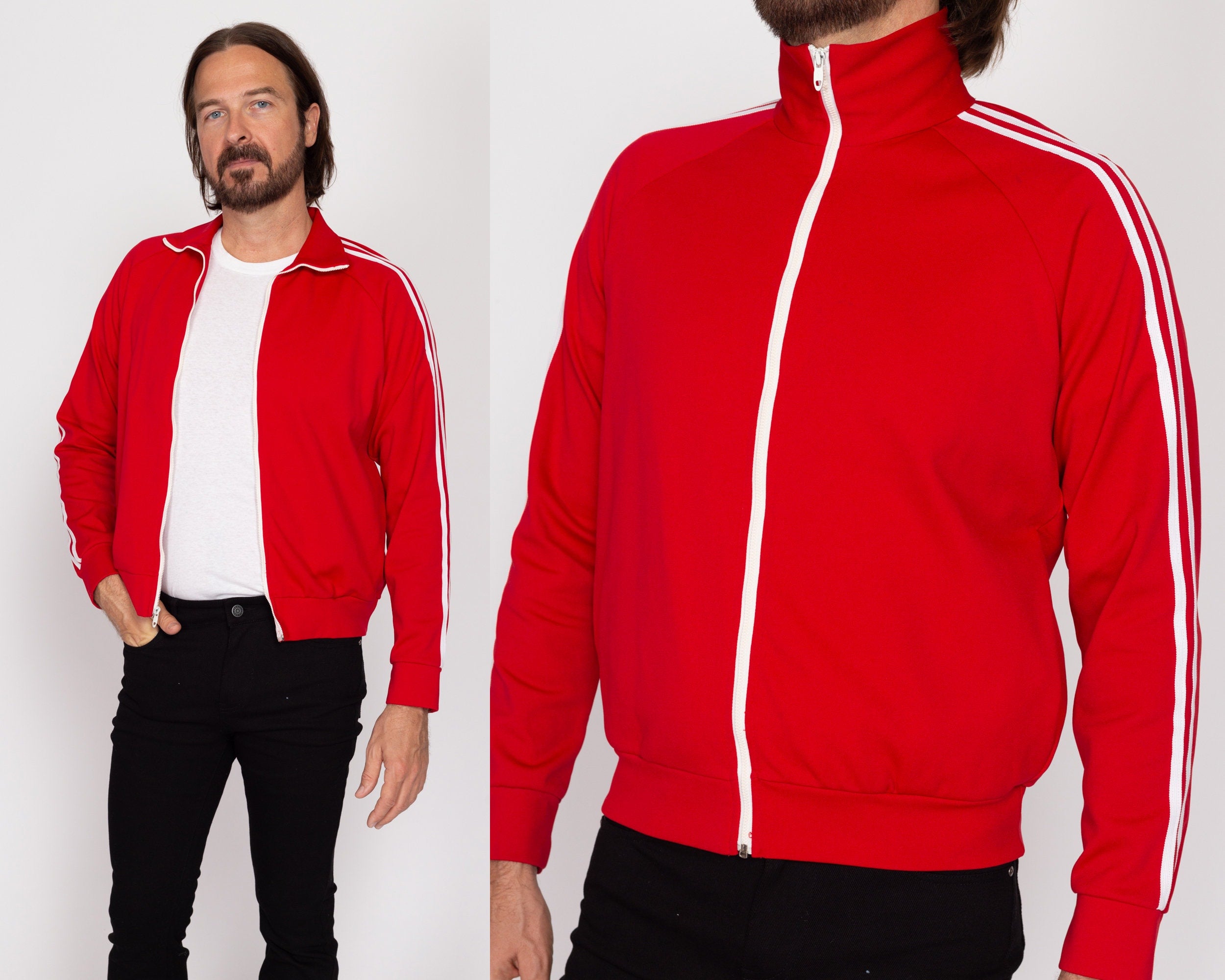 Sm Med 80s Red Striped Track Jacket Flying Apple Vintage