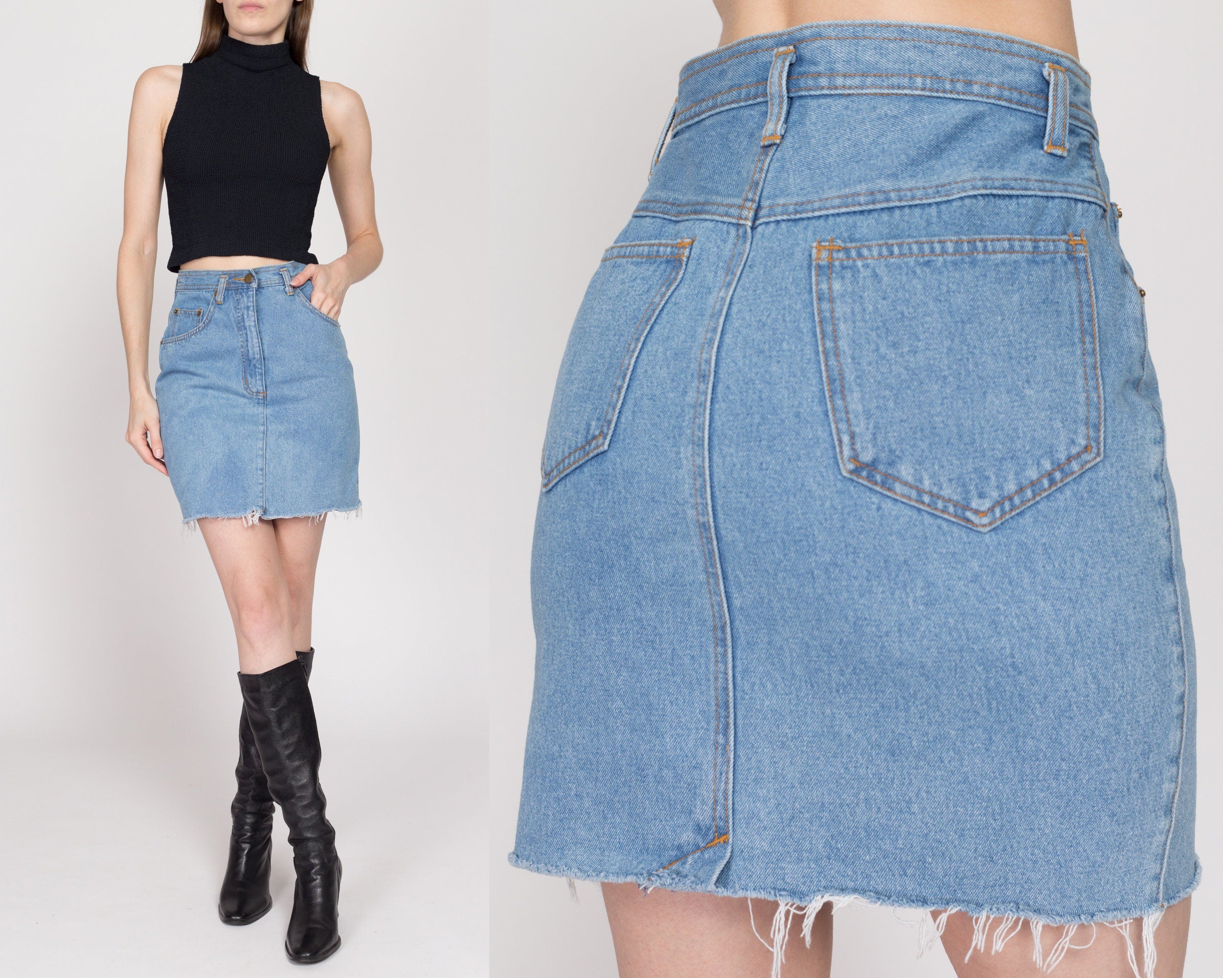 Denim mini pencil skirt best sale