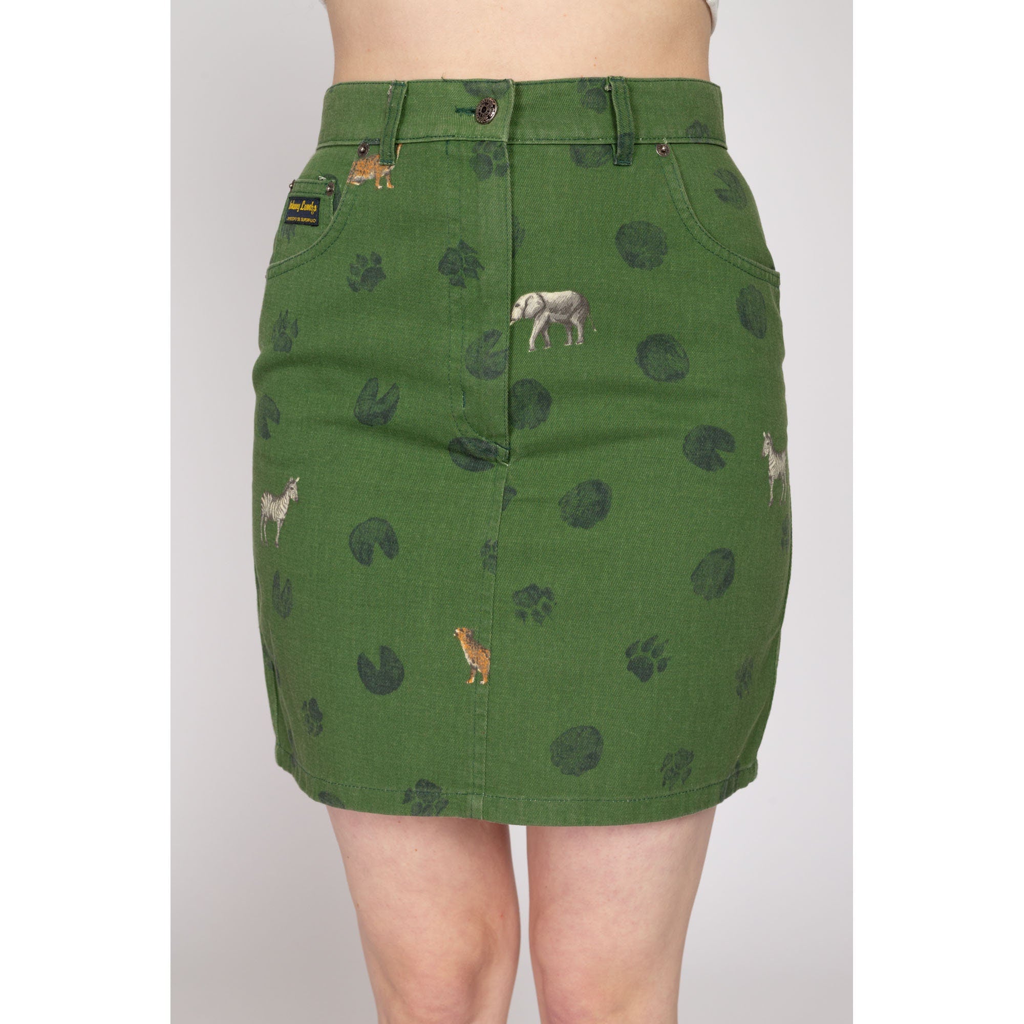 Green mini skirt 90s best sale