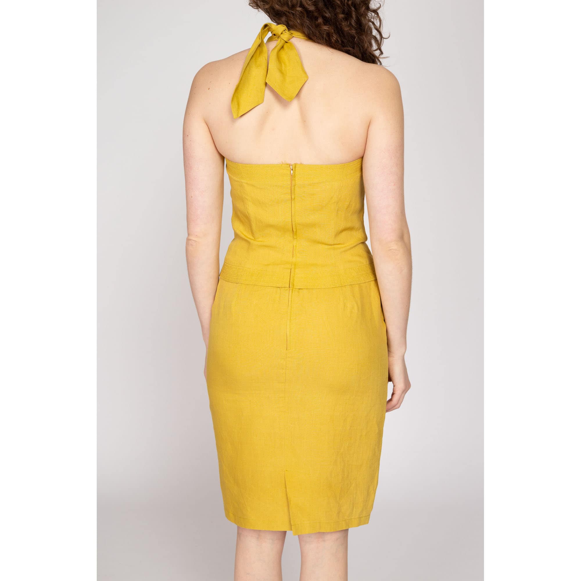 Mustard yellow linen dress best sale