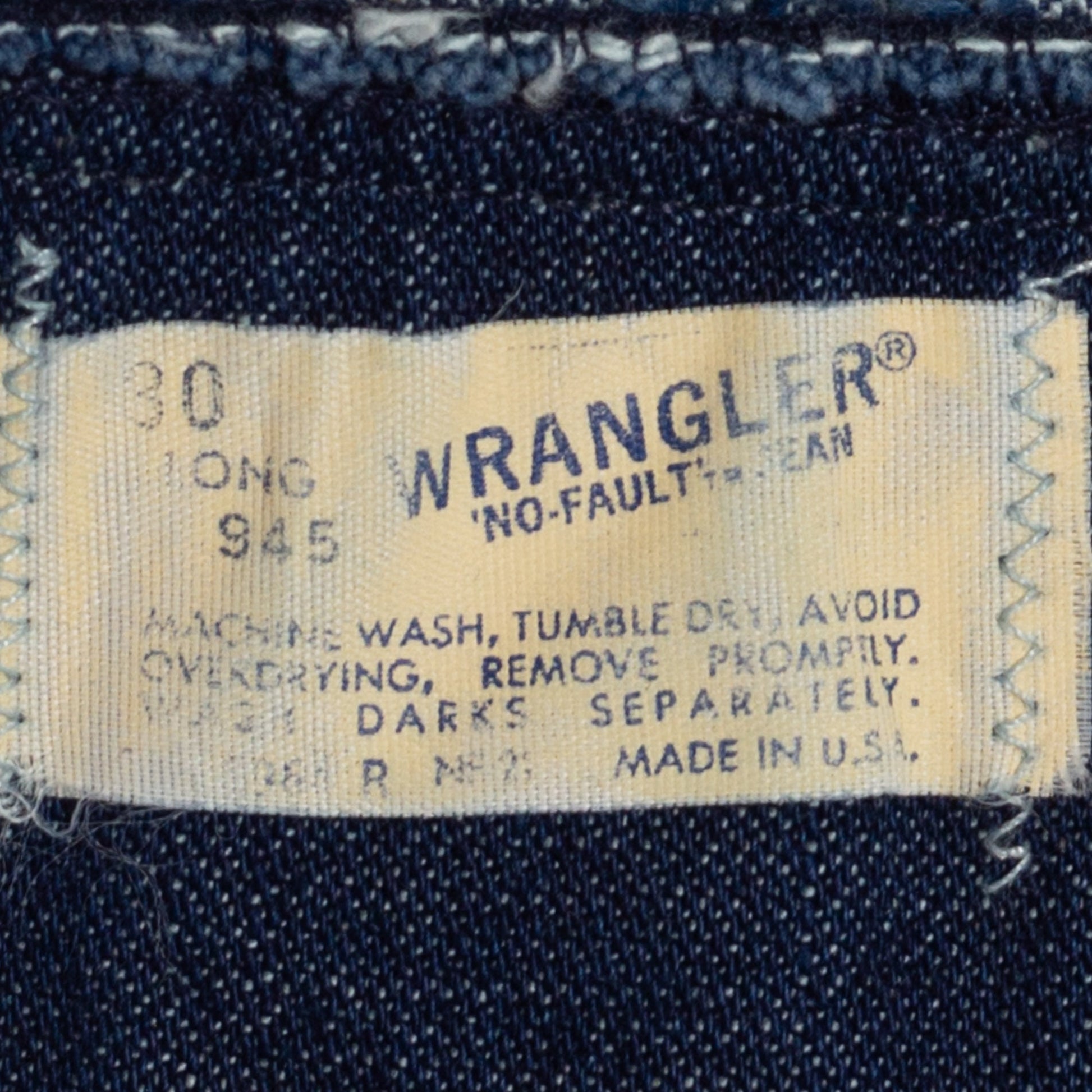 30L 70s Wrangler No Fault Dark Wash Unisex Jeans NWT | Retro Vintage Western Bootcut Denim