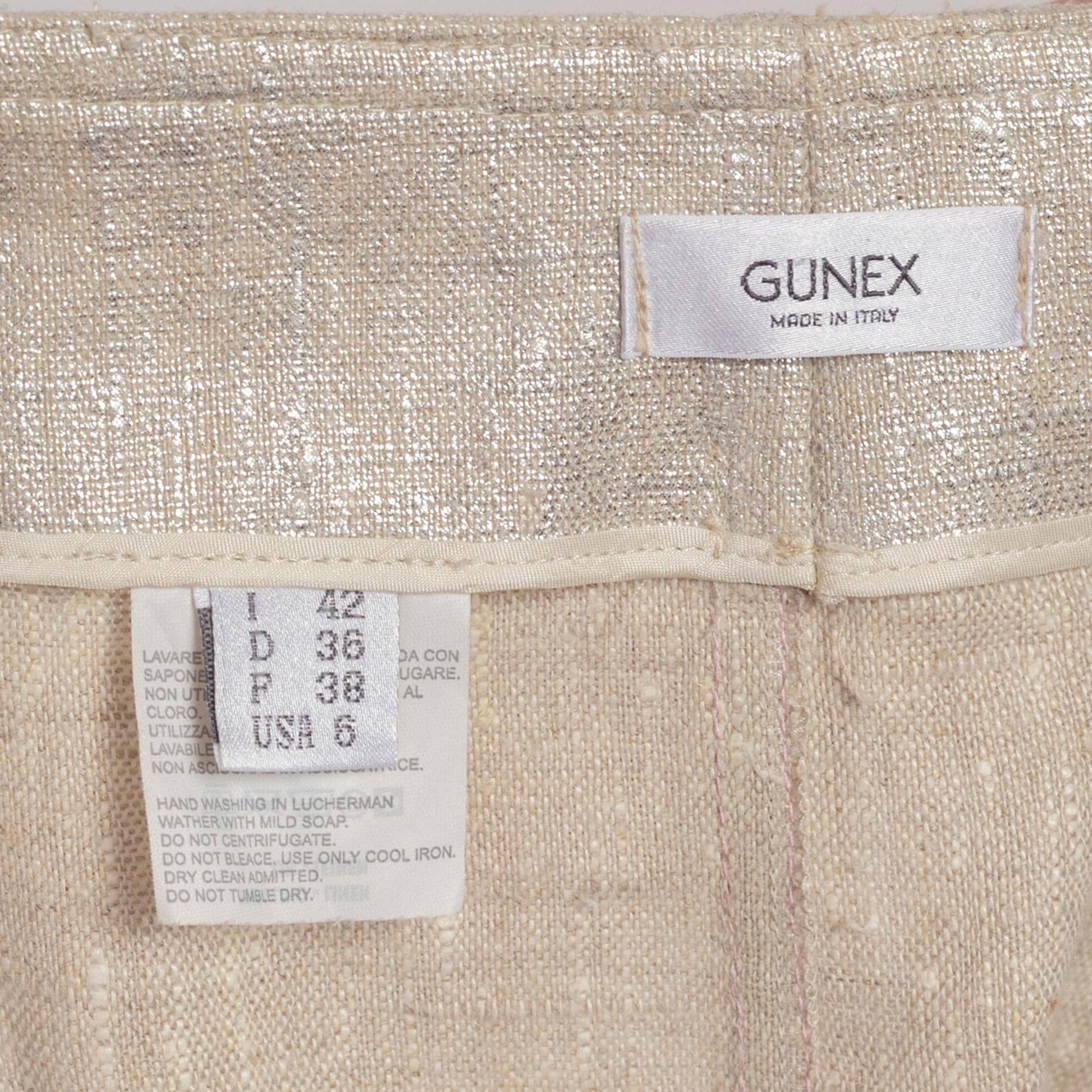 Small Y2K Gunex Silver Linen Pleated Skirt