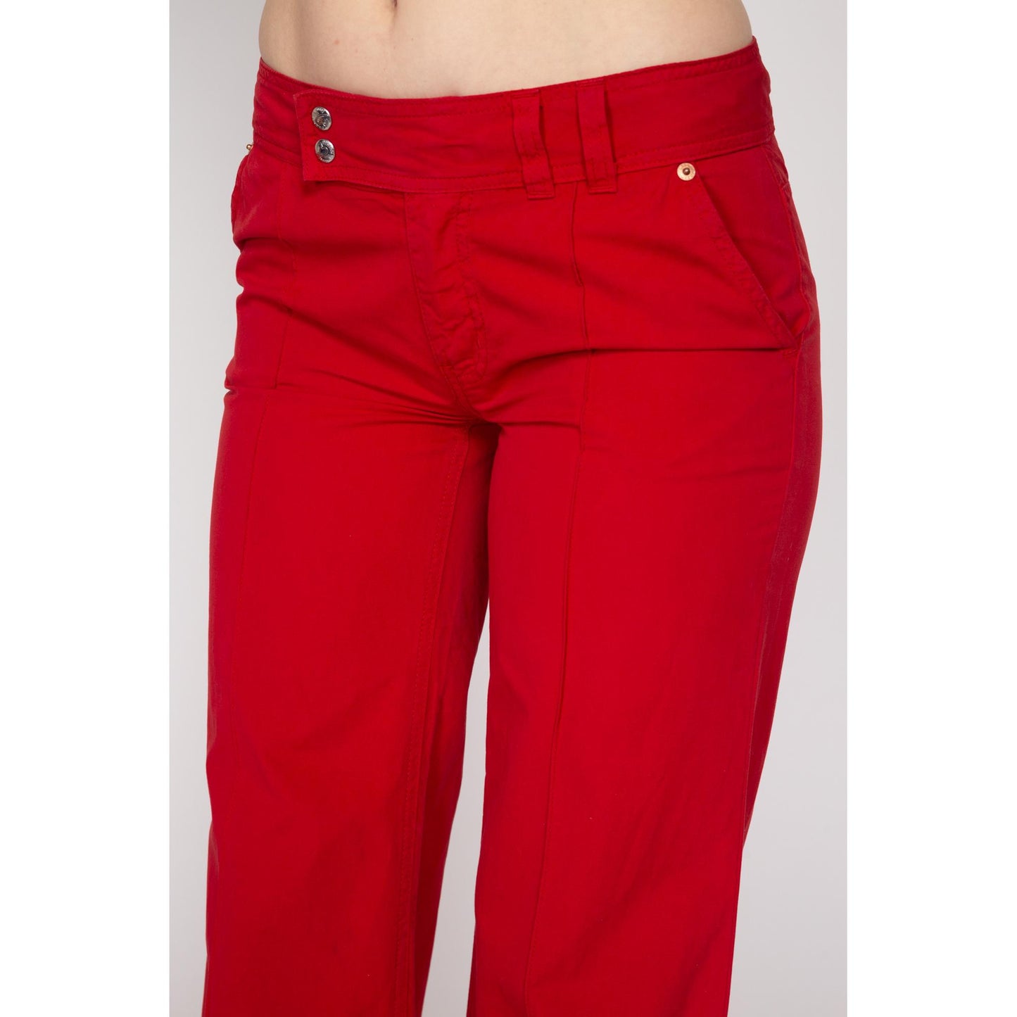 Medium Y2K Red Low Rise Wide Leg Flares | Retro Vintage Flared Palazzo Pants