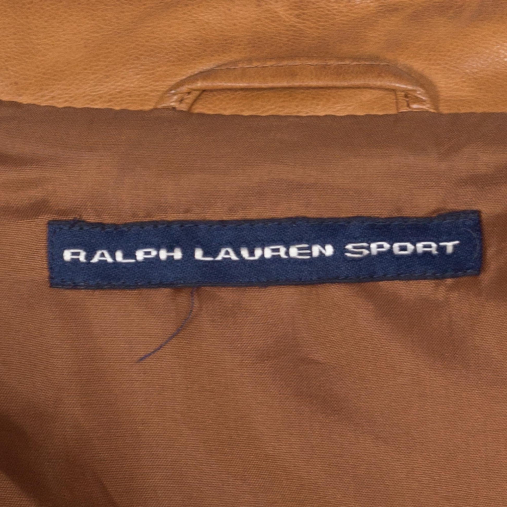 Medium 90s Ralph Lauren Sport Caramel Brown Leather Vest | Vintage Button Up Sleeveless Top