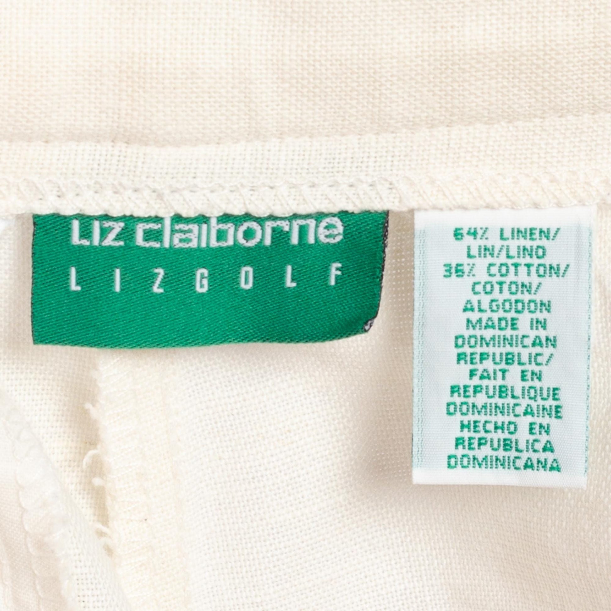 Med-Lrg 90s Liz Claiborne White Linen Blend Shorts 30" | Vintage Lizgolf High Waisted Casual Mom Shorts