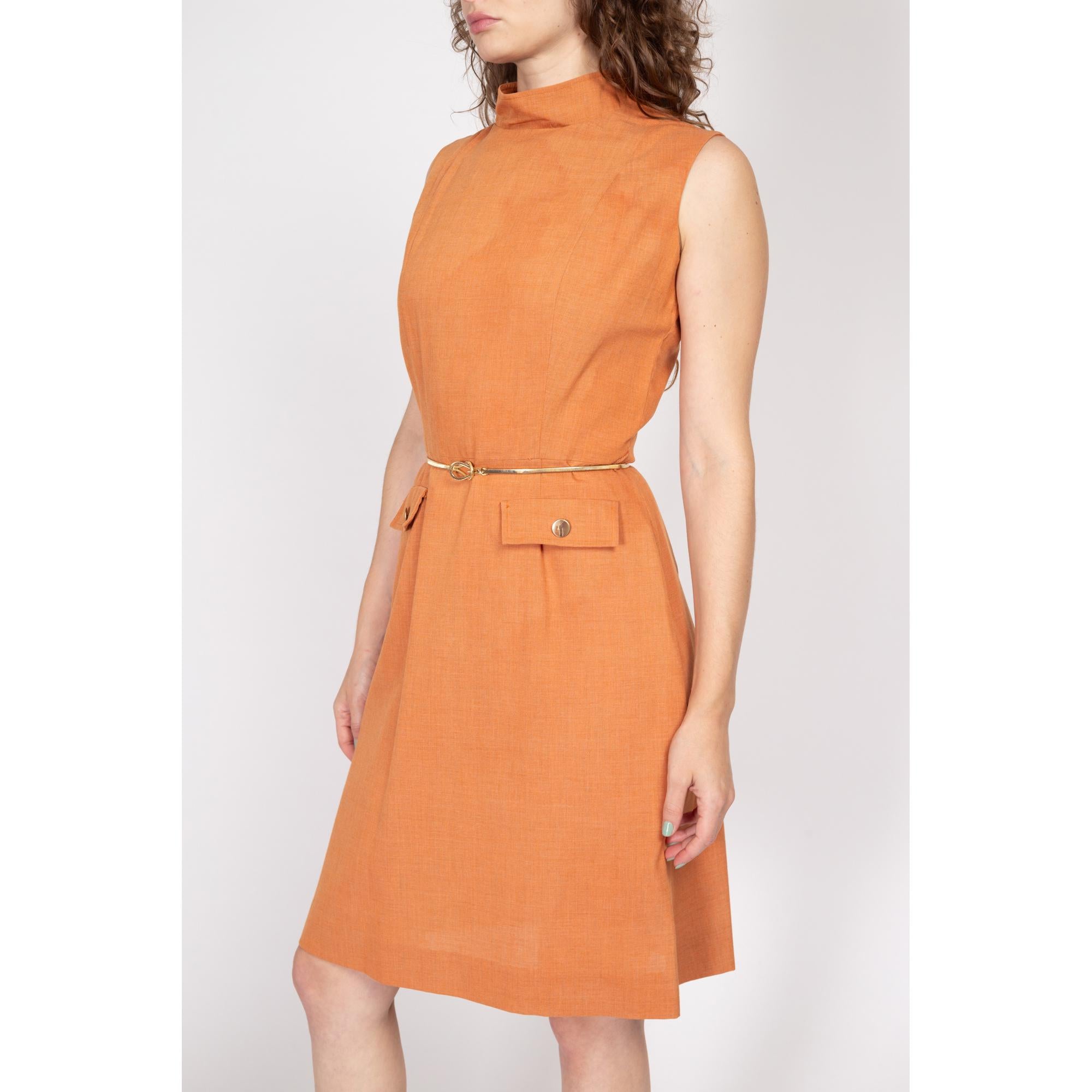 Medium 60s Burnt Orange Mockneck Mini Dress, As Is – Flying Apple Vintage