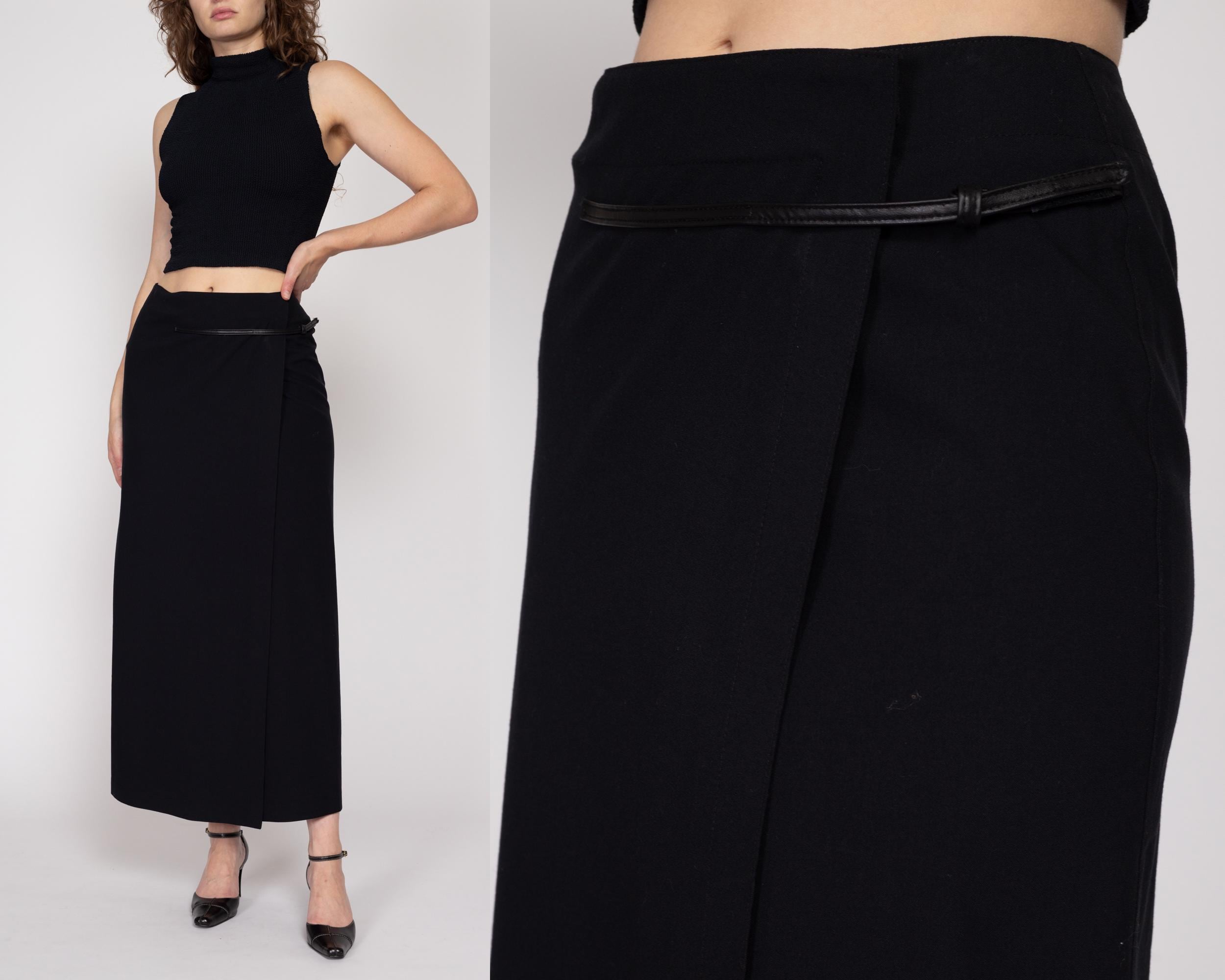 High waisted black skirt 90s best sale