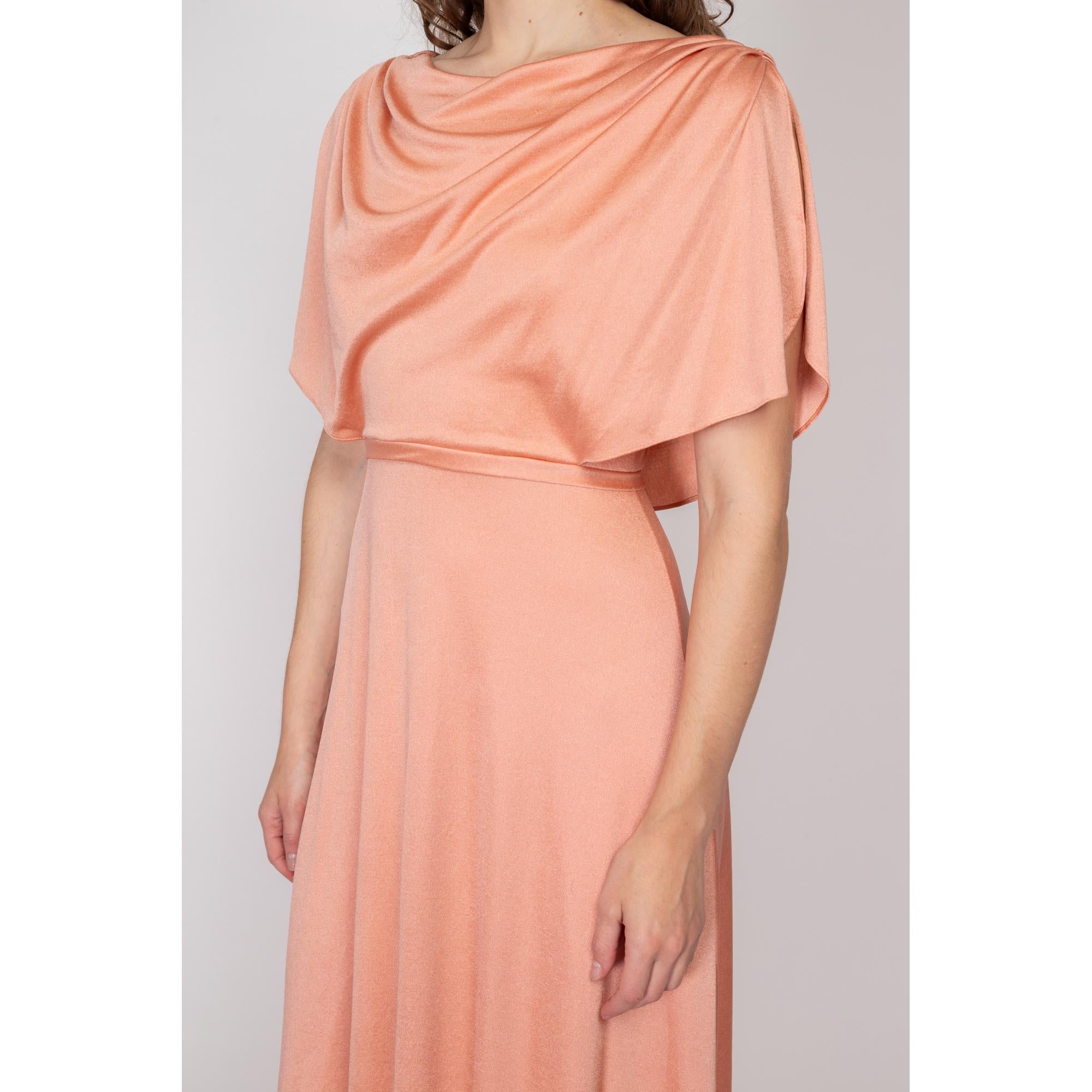 Vintage 1970s Grecian style Pink/peach Maxi orders Dress with Sequins