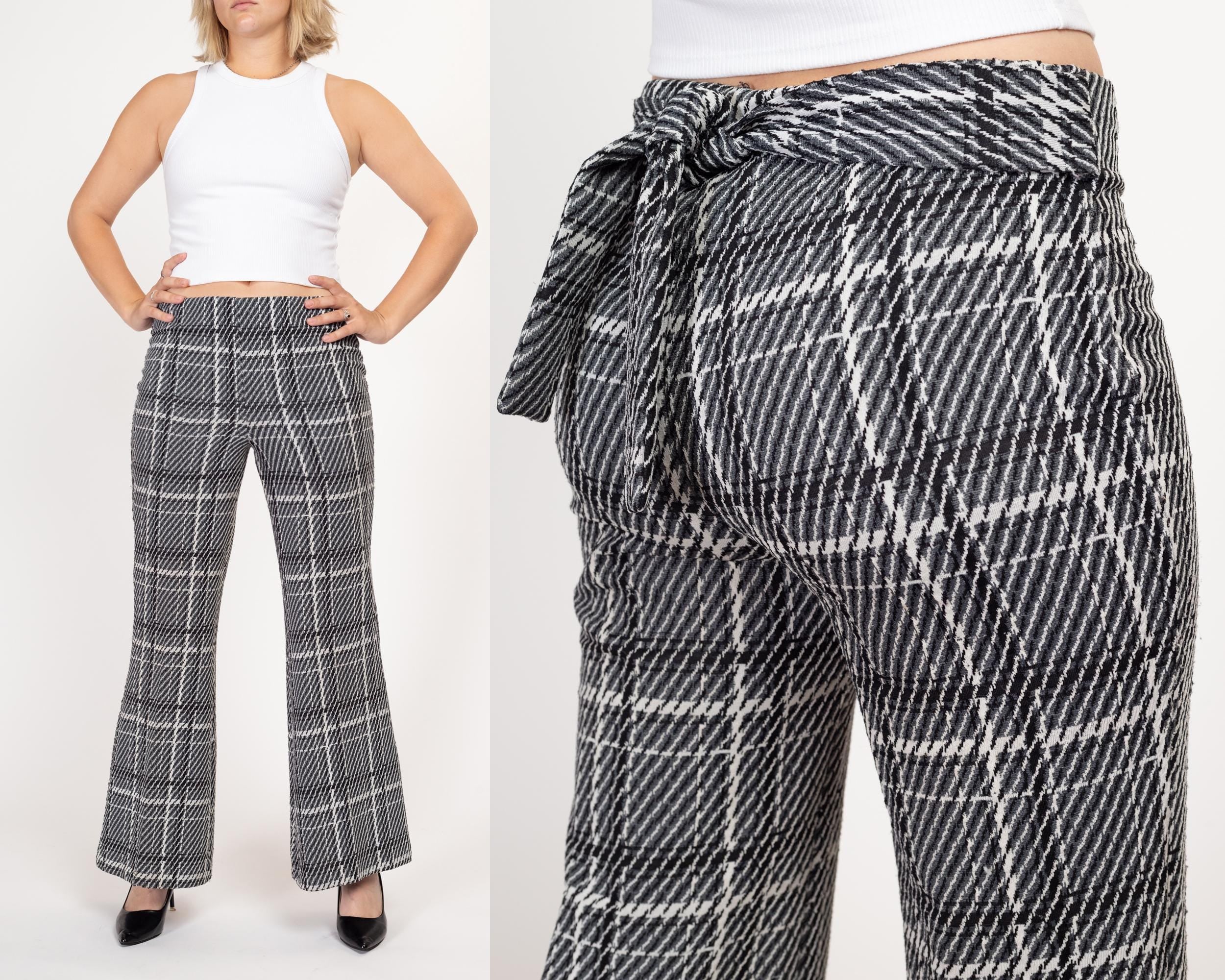 Black & fashion white plaid pants