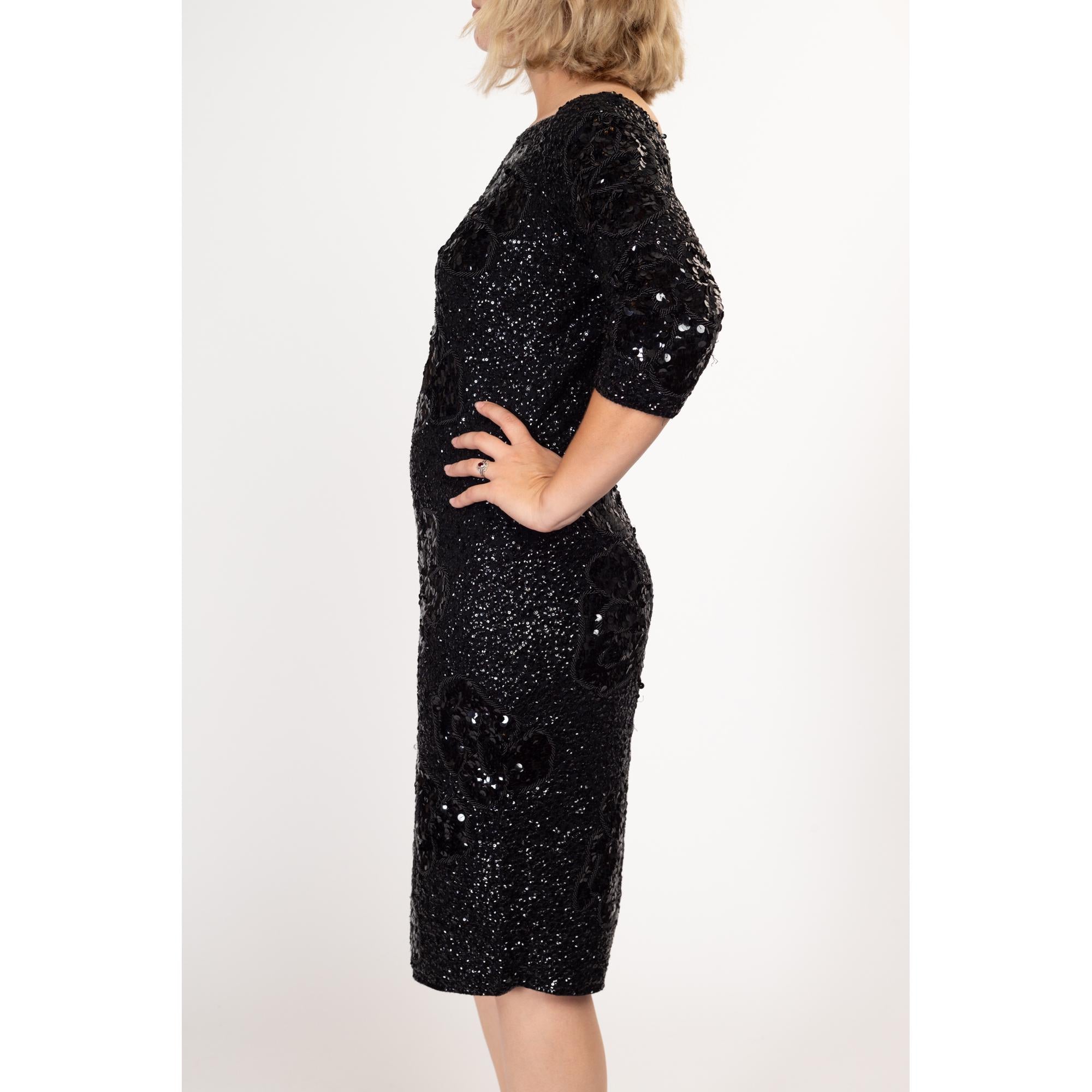 Vintage 50s offers black wool wiggle dress