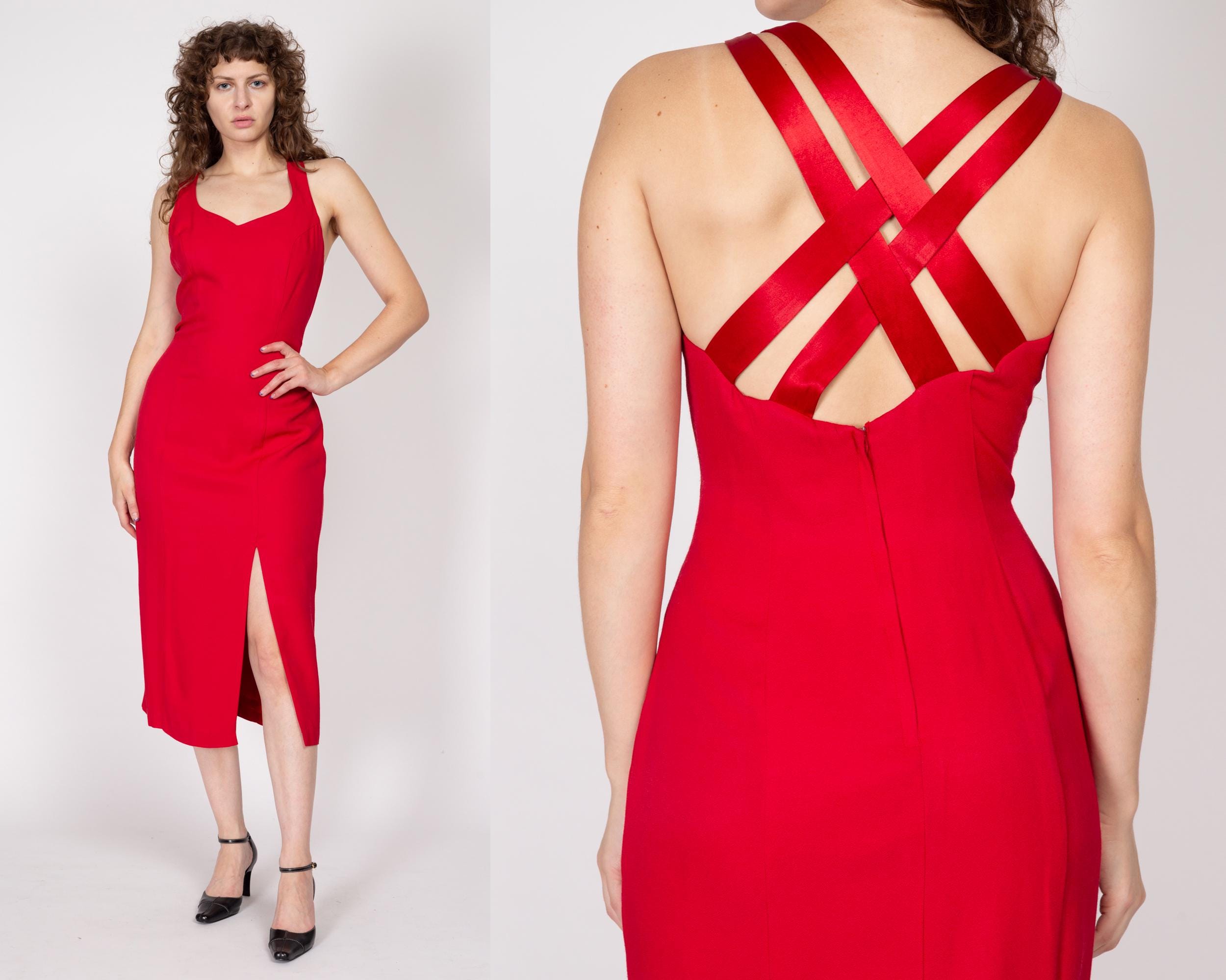 Red strappy dress online