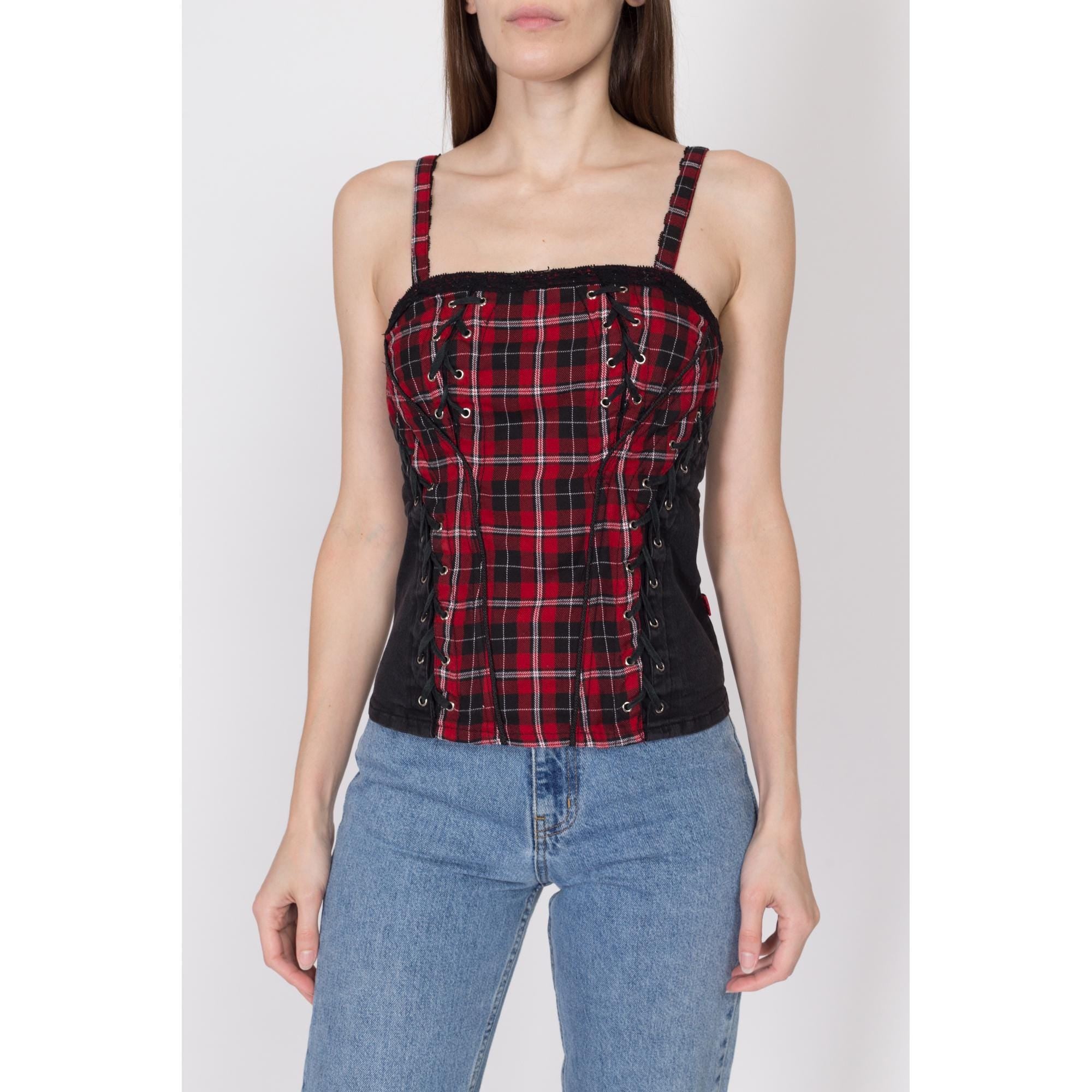 Vintage Tripp NYC popular Ringmaster Red & Black Striped & Star Corset Top - L