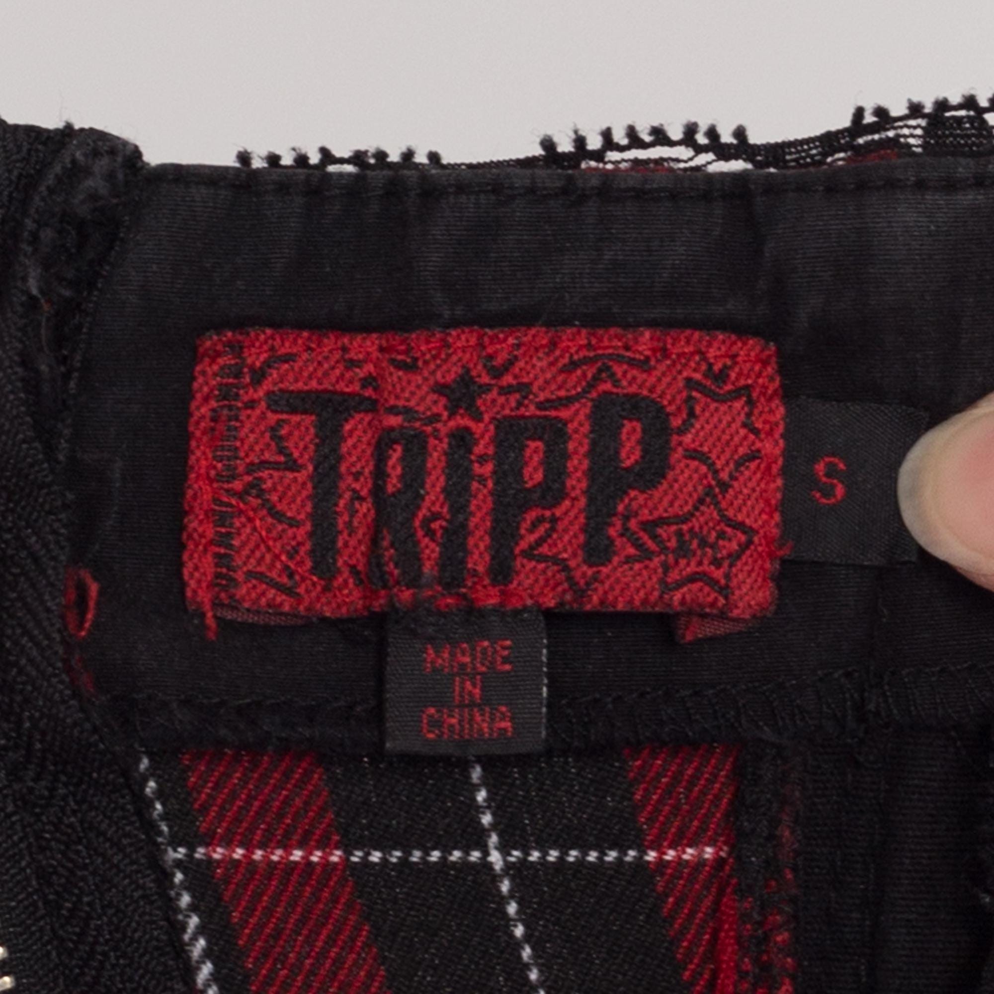 Tripp NYC arm selling warmers red black plaid corset lace up detail vintage rare htf EUC