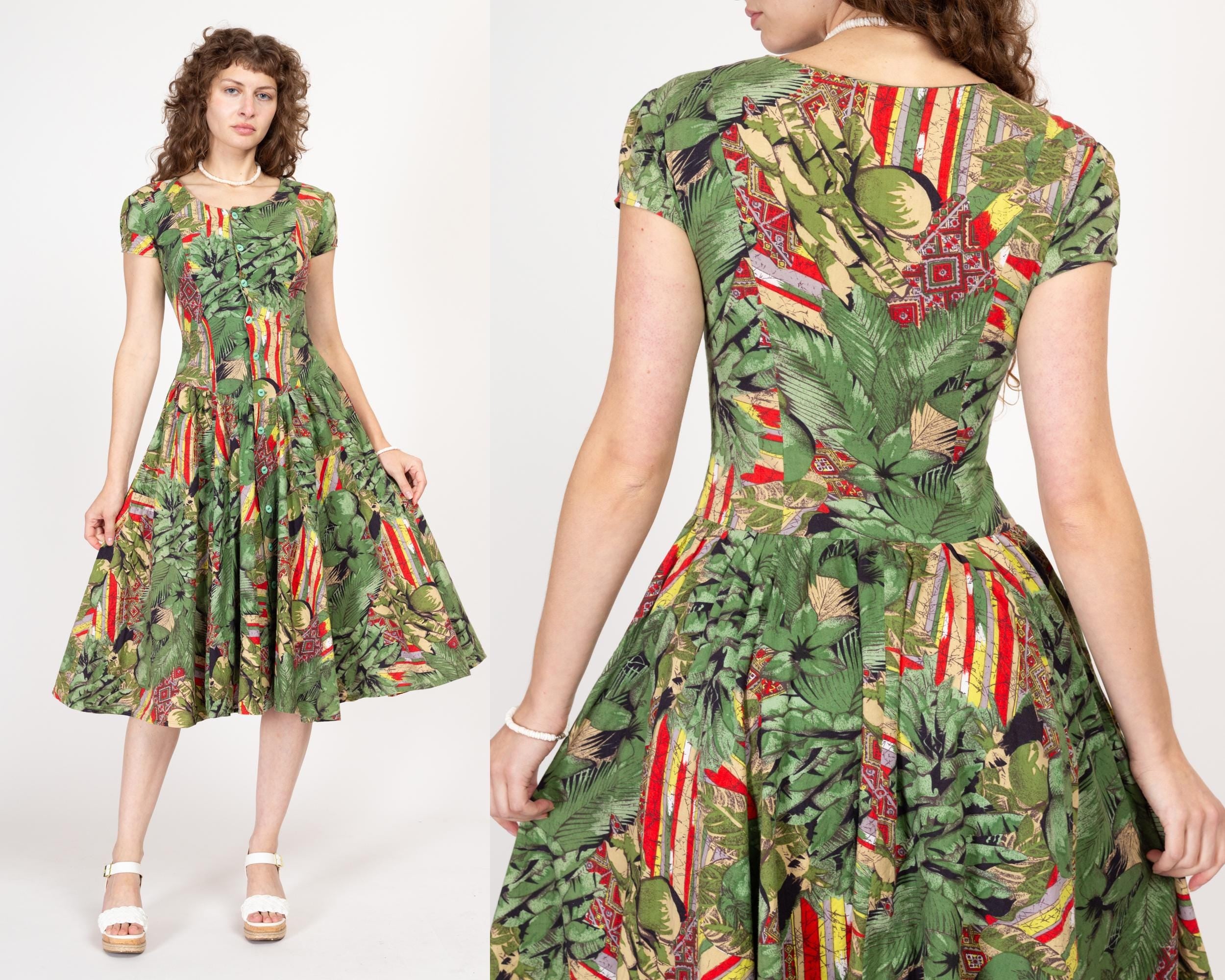 1980s does 1950s Vintage vibrant Floral Sundress outlet