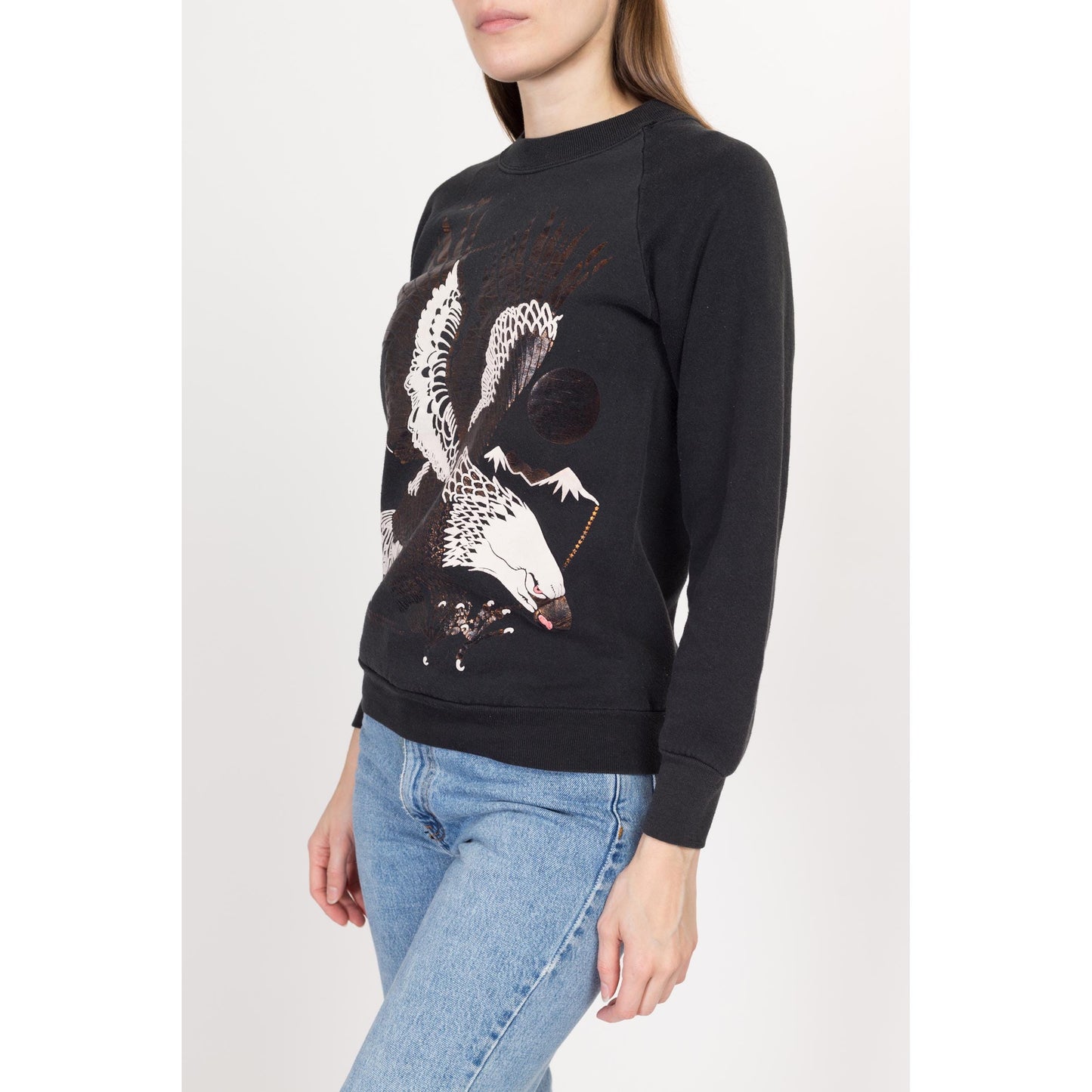 XS-Sm 90s Las Vegas Bald Eagle Sweatshirt | Vintage Black Graphic Tourist Crewneck