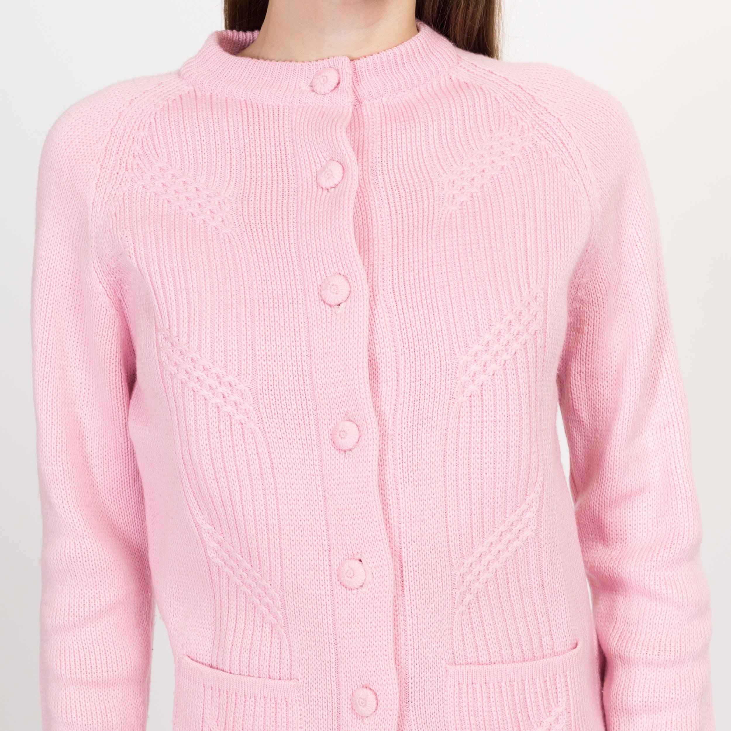 Vintage outlets 70s Marigail Pink White Trimmed Lightweight V-neck Collegiate Cardigan