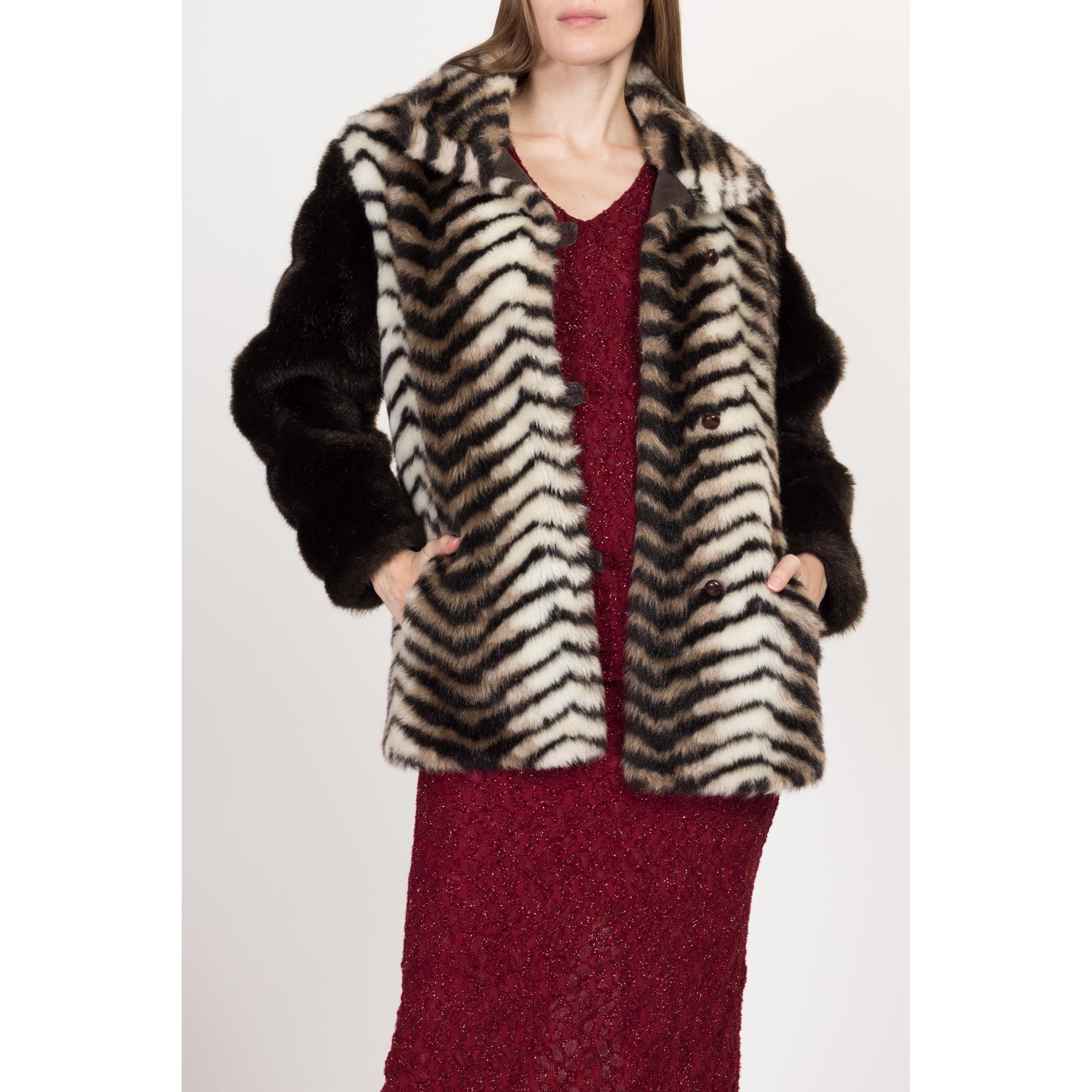 Vintage 1970s ZEBRA FAUX FUR Long maxi Length Vest Jacket offers