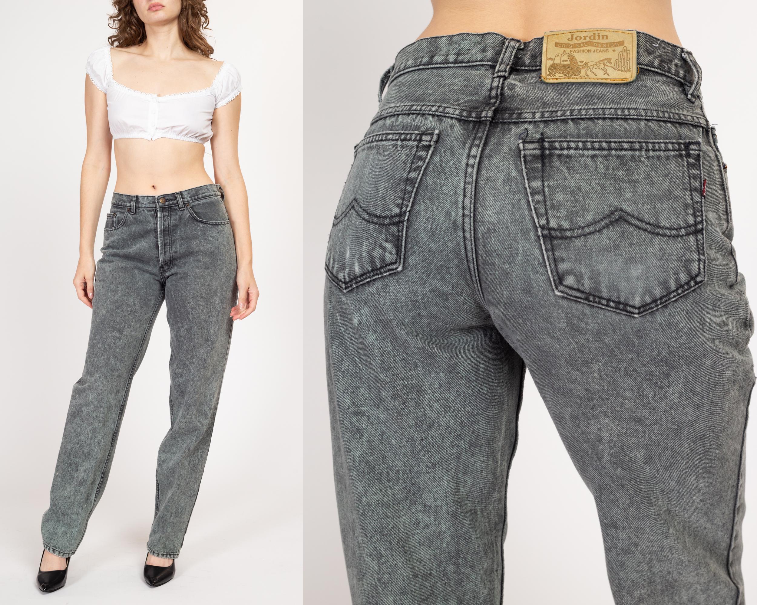 High fashion waisted acid wash jeans 80s