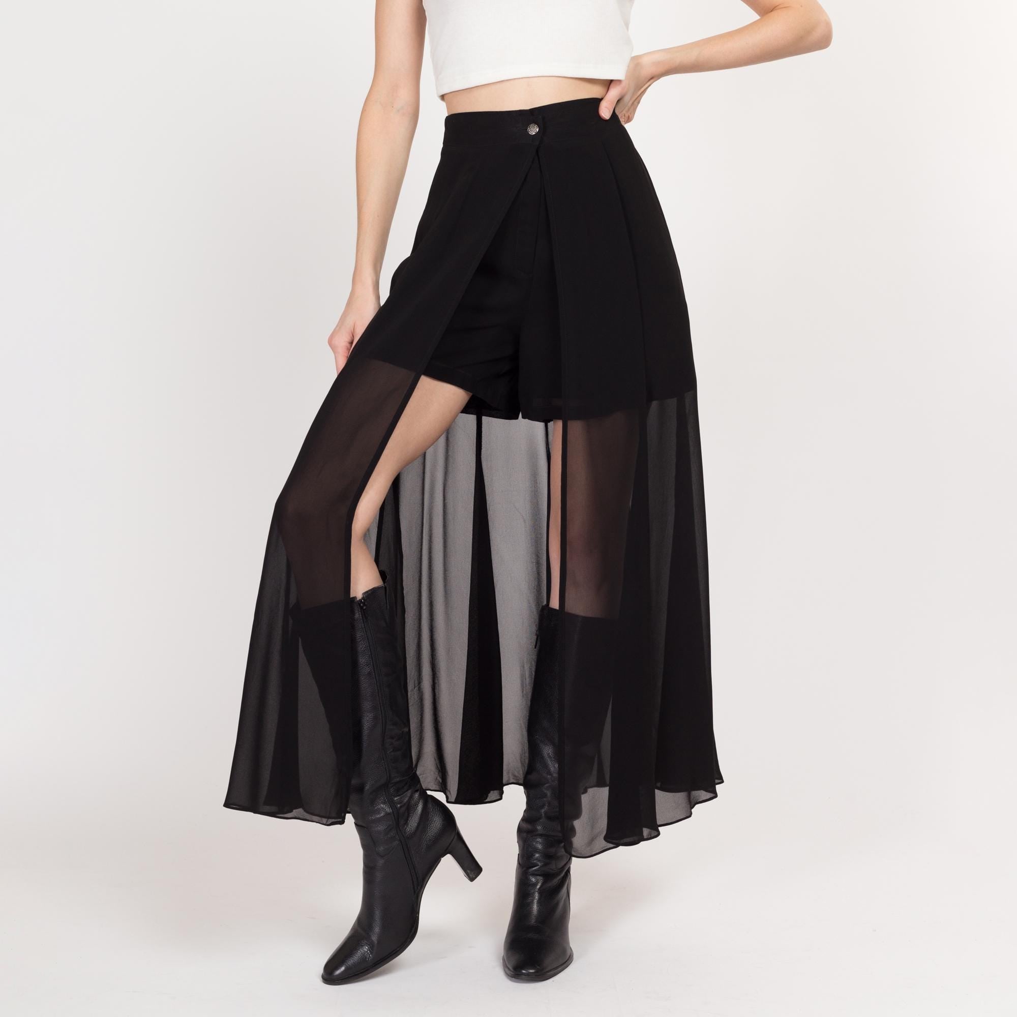 XS-Sm 90s Cache Black Sheer Skirt Overlay Shorts – Flying Apple Vintage