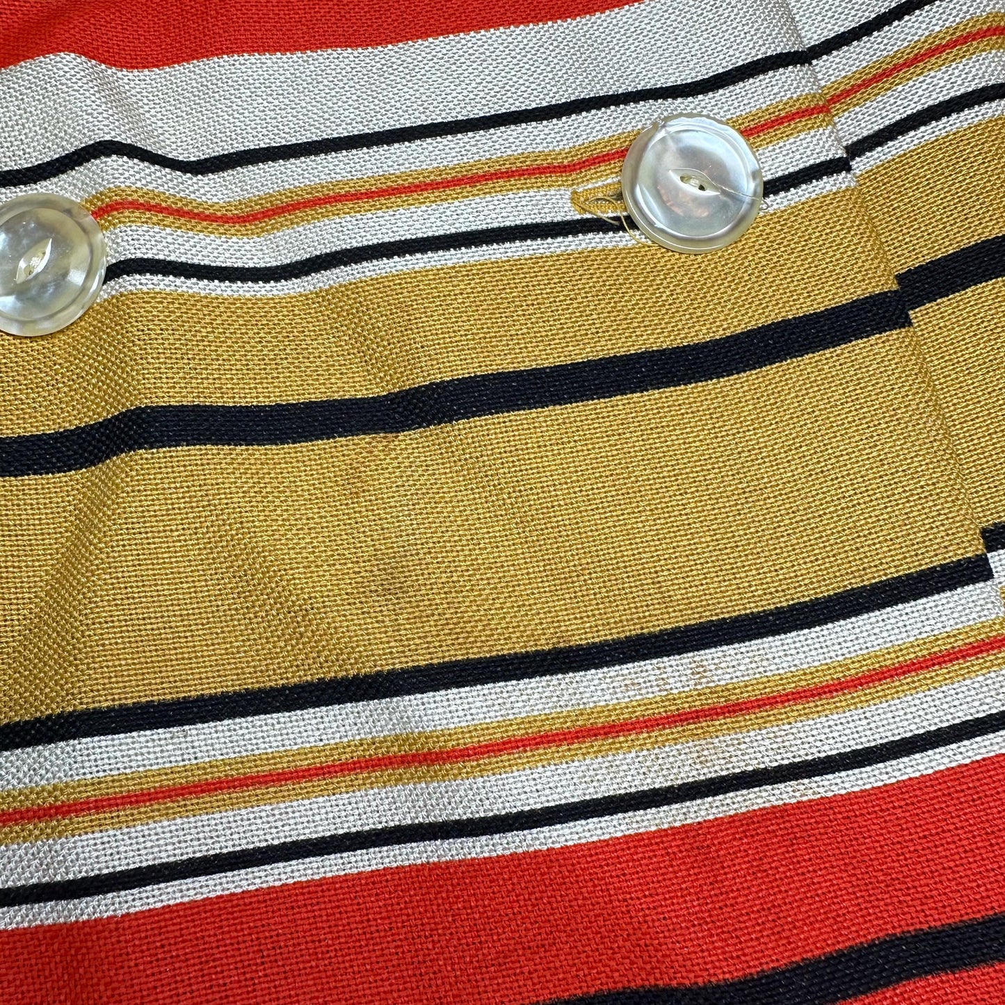 Small 60s Mod Red & Yellow Striped Mini Wrap Dress | Vintage Long Sleeve Double Breasted Jacket Dress