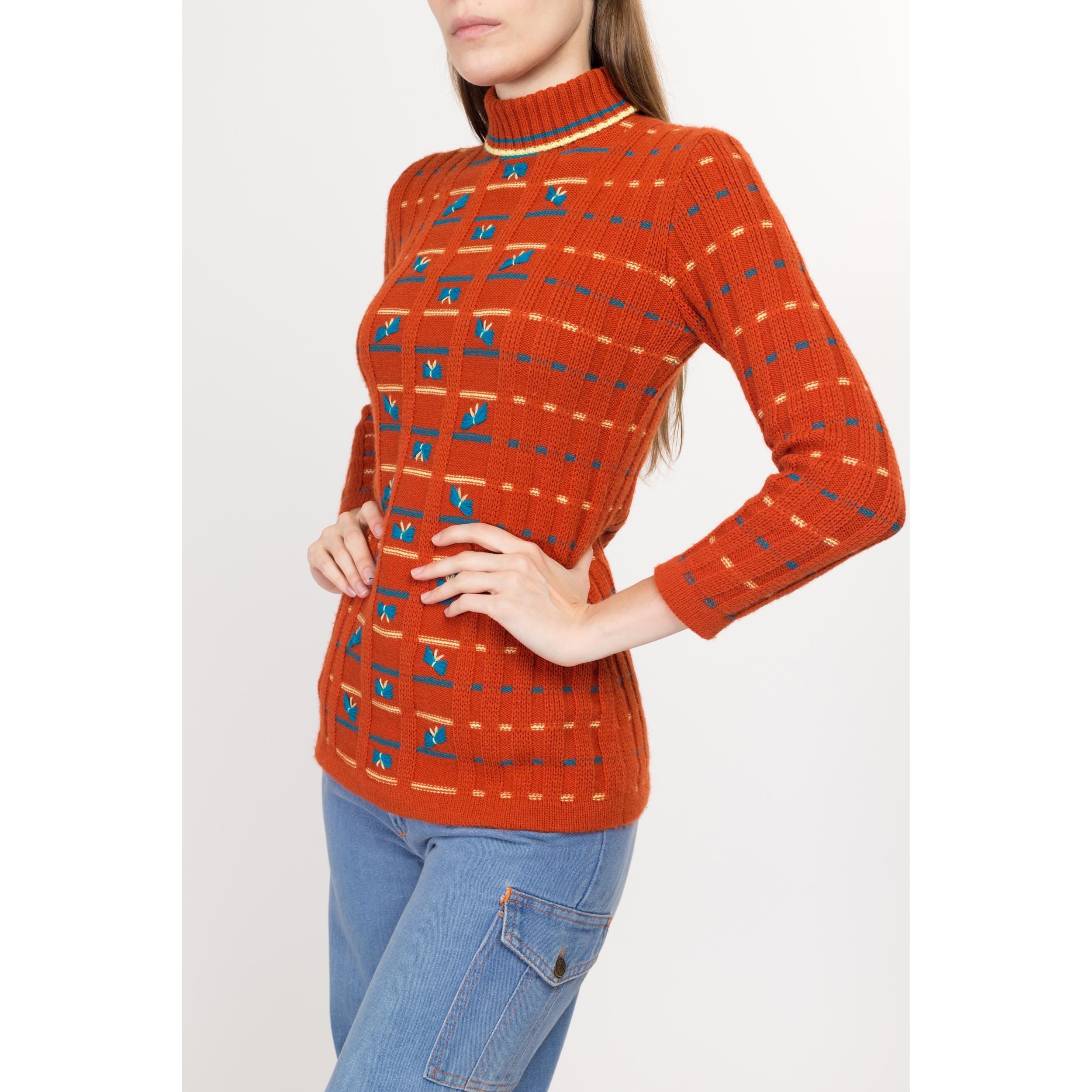 YOUNG FABULOUS AND BROKE Orange Red Turtleneck Zip on sale Bottom Tunic Sweater Small S