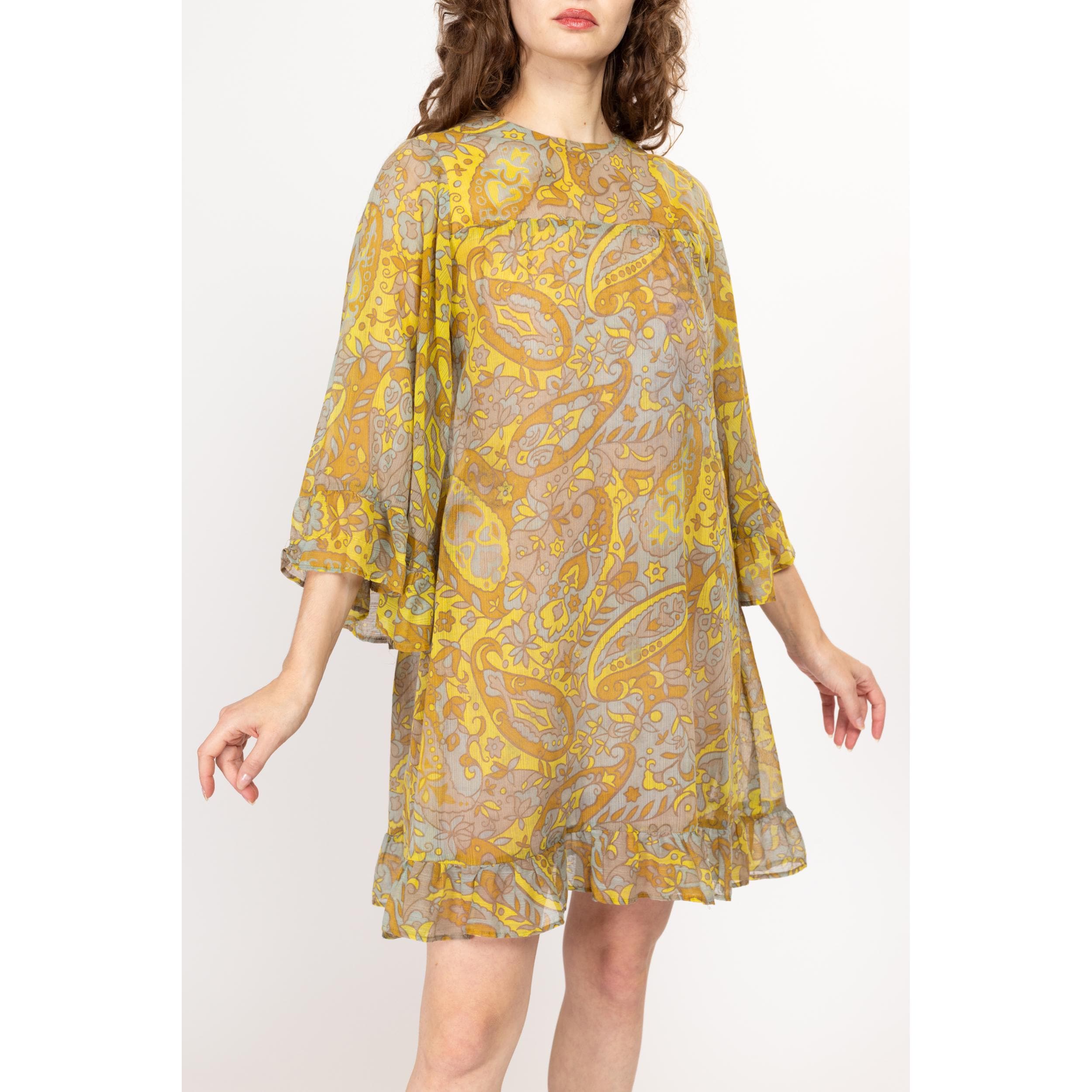 Paisley dress with bell sleeves hotsell