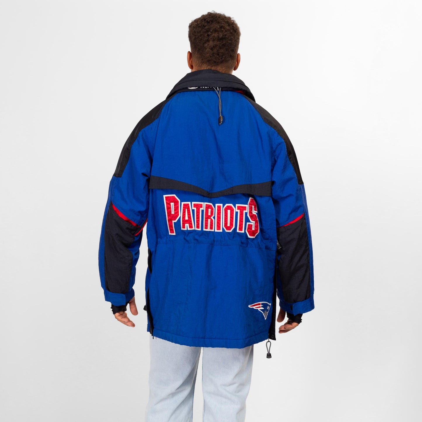 Large Y2K New England Patriots Champion Jacket | Vintage NFL Football Hooded Winter Coat