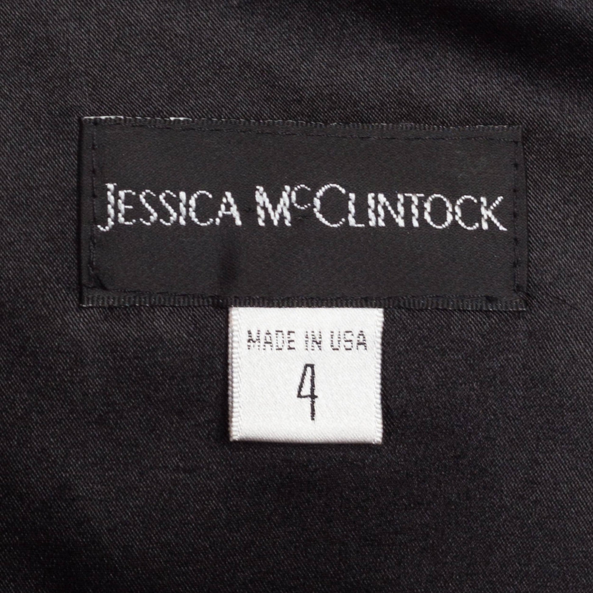 Small 90s Jessica McClintock Black Satin One Shoulder Mini Dress Size 4 | Vintage Wet Look Sleeveless Cocktail Party Dress