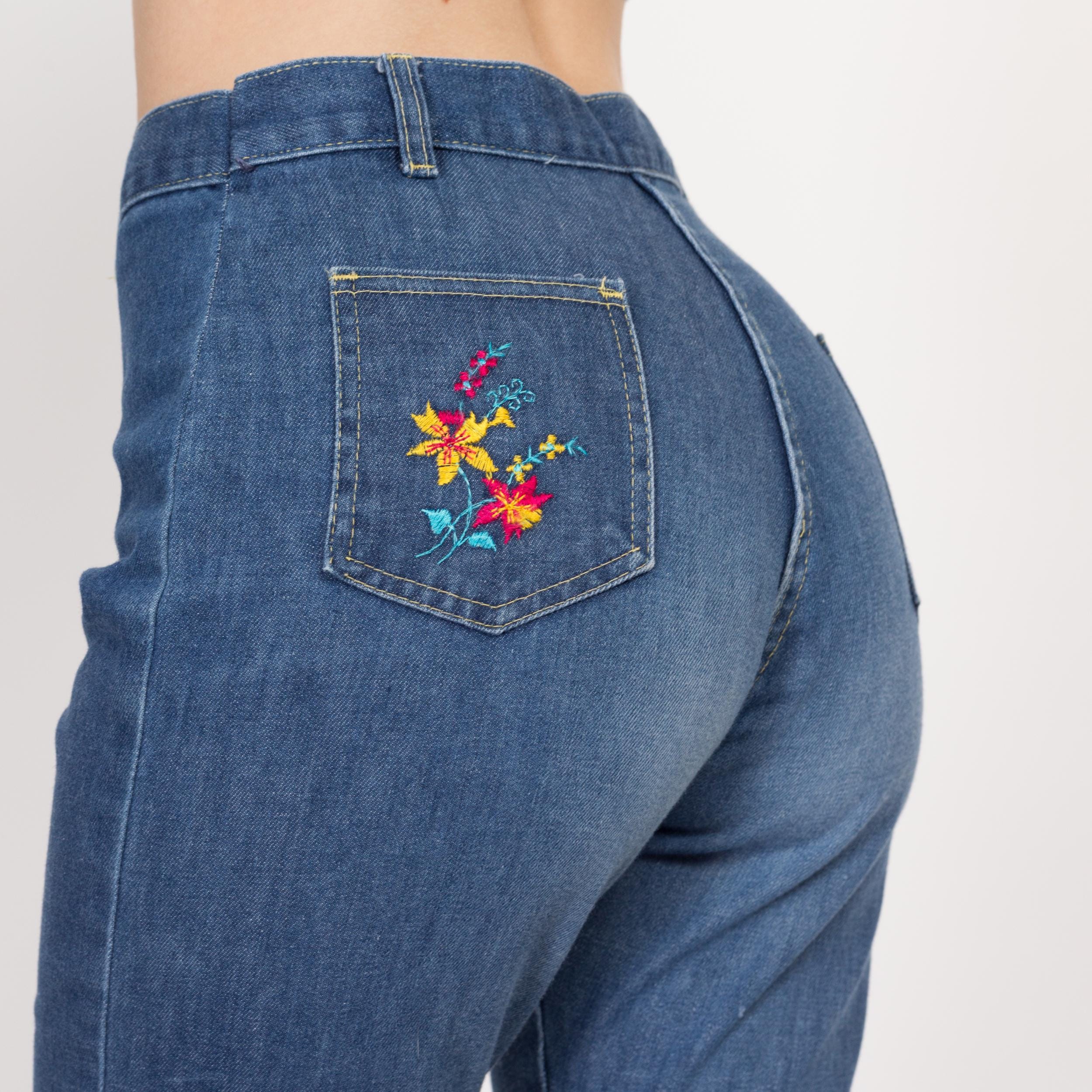 Vintage 70s sold Embroidered Hippy Jeans