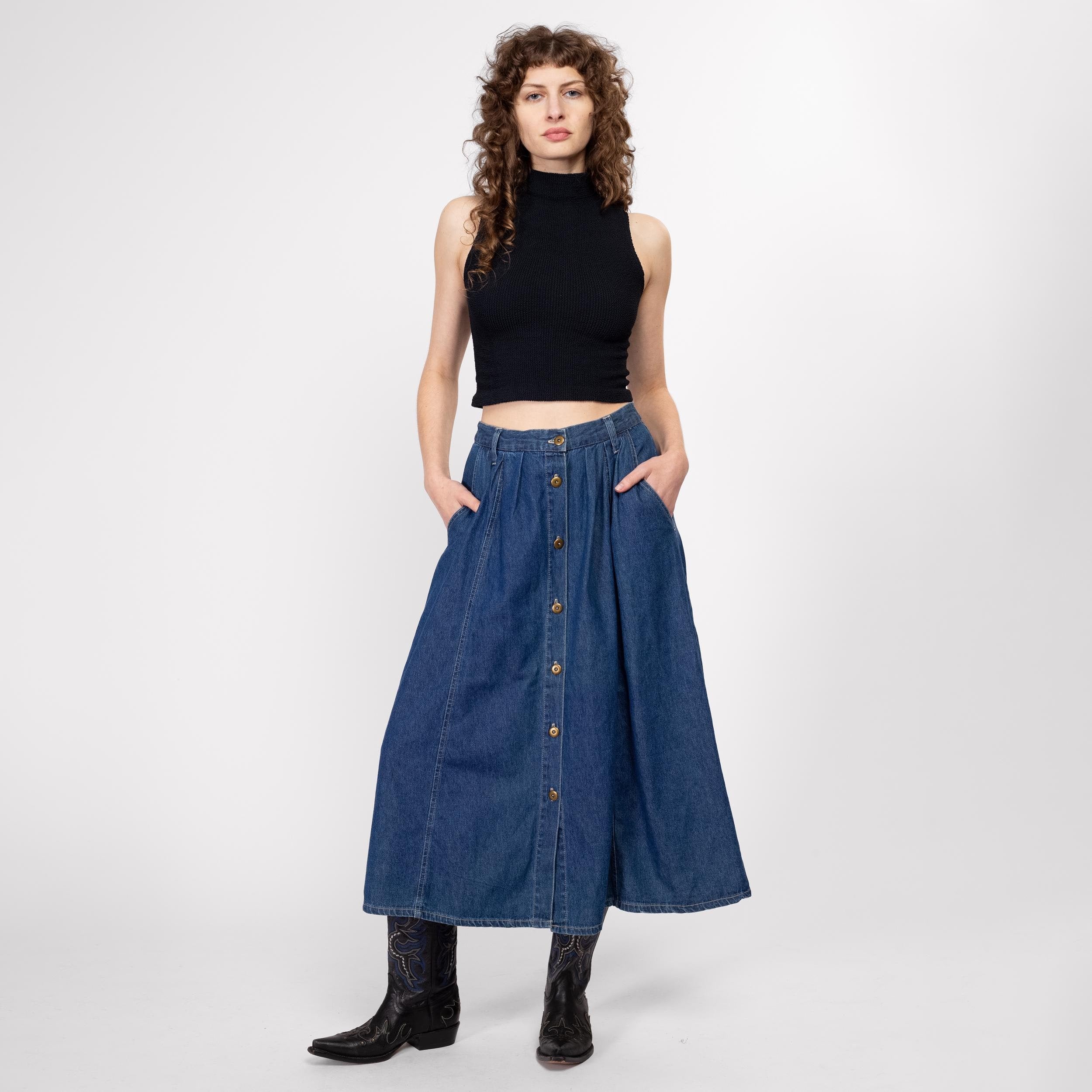 High waisted midi skirt 90s best sale