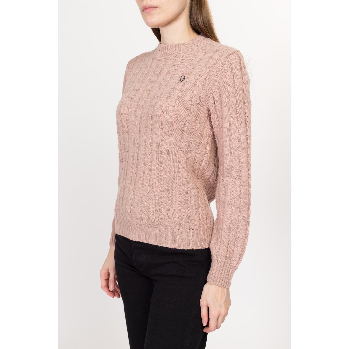 Sm-Med 80s Christian Dior Dusty Peach Sweater | Vintage Designer Cable Knit Pullover